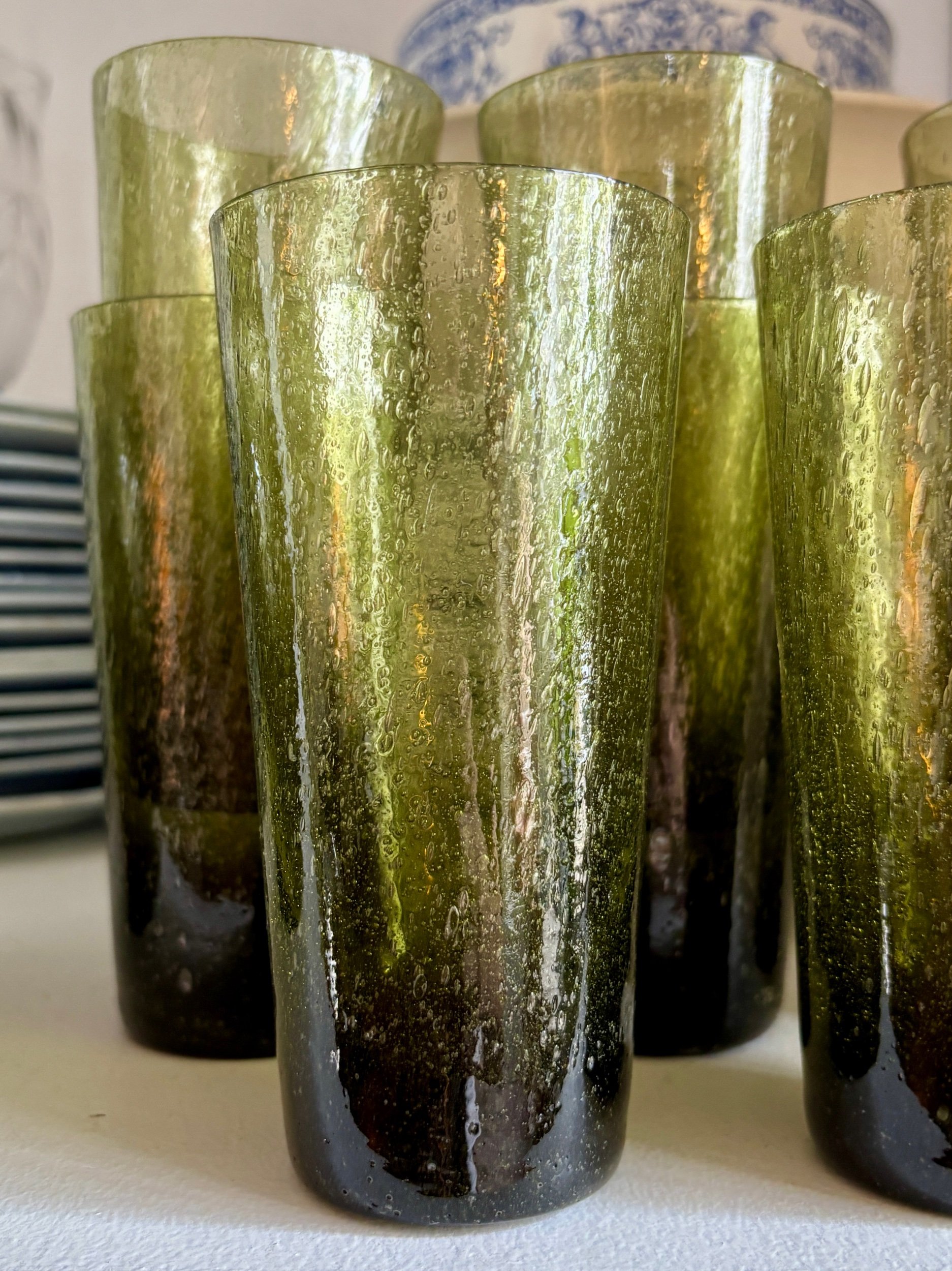 pichet-8-verres-verre-souffle-bulle-vert-decoration-vaisselle-vintage-axs-design-paris-france