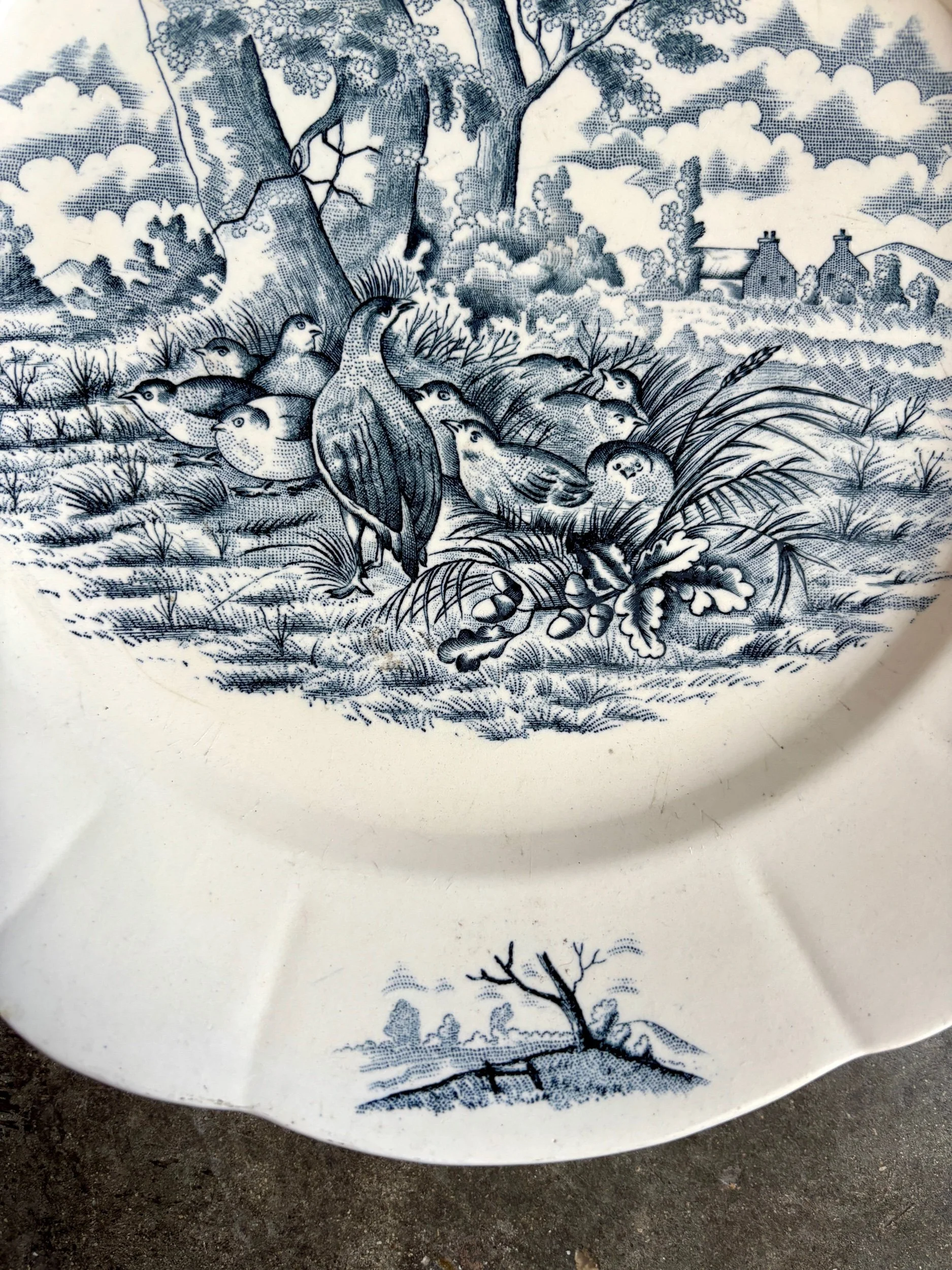 plat-rond-longchamp-bourgogne-terre-de-fer-blanc-bleu-vaisselle-vintage-axs-design-paris-france