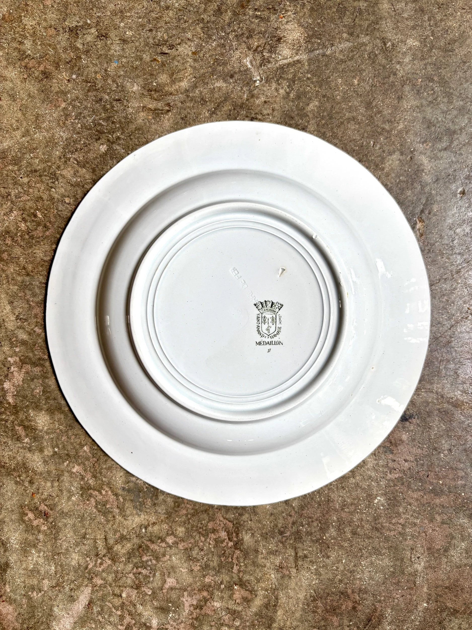 assiette-creuse-terre-de-fer-st-amand-hamage-medaillon-blanc-vert-vaisselle-vintage-axs-design-paris-france