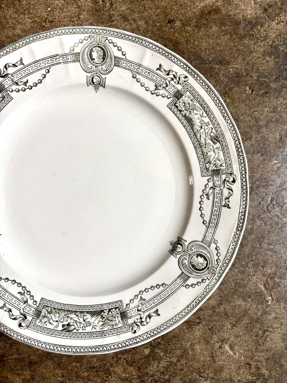 Assiette plate en terre de fer St Amand et Hamage, service