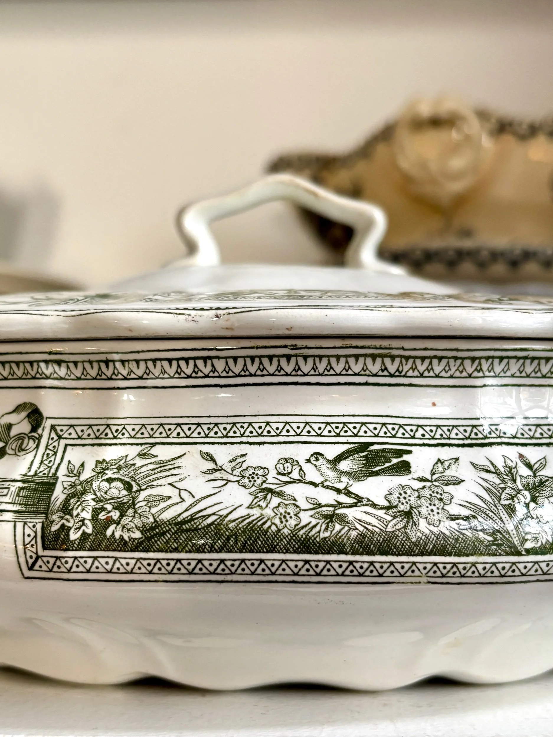 petite-soupiere-terre-de-fer-st-amand-hamage-medaillon-blanc-vert-vaisselle-vintage-axs-design-paris-france