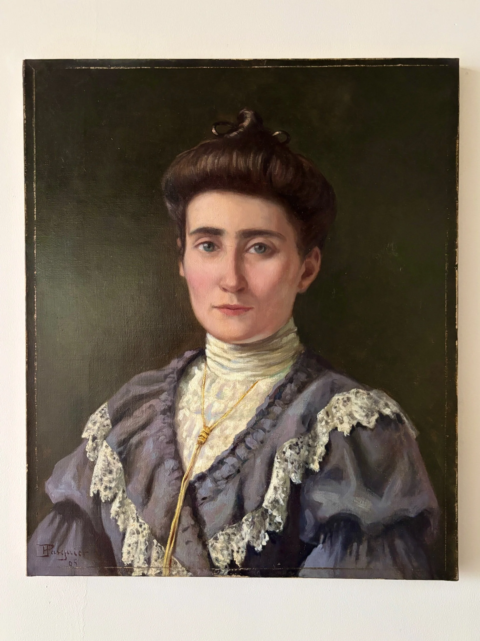 portrait-femme-peinture-huile-toile-p-pargnier-art-decoration-vintage-axs-design-paris-france