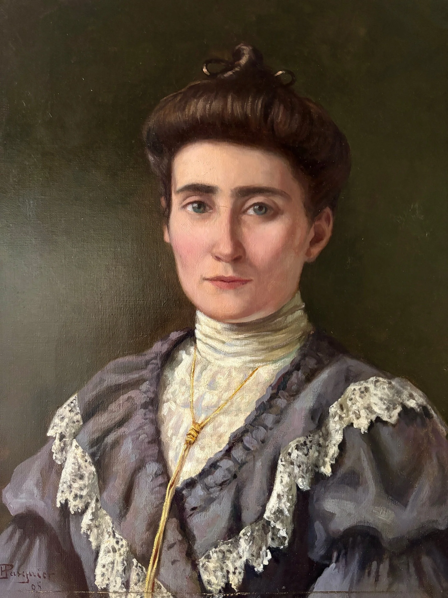 portrait-femme-peinture-huile-toile-p-pargnier-art-decoration-vintage-axs-design-paris-france