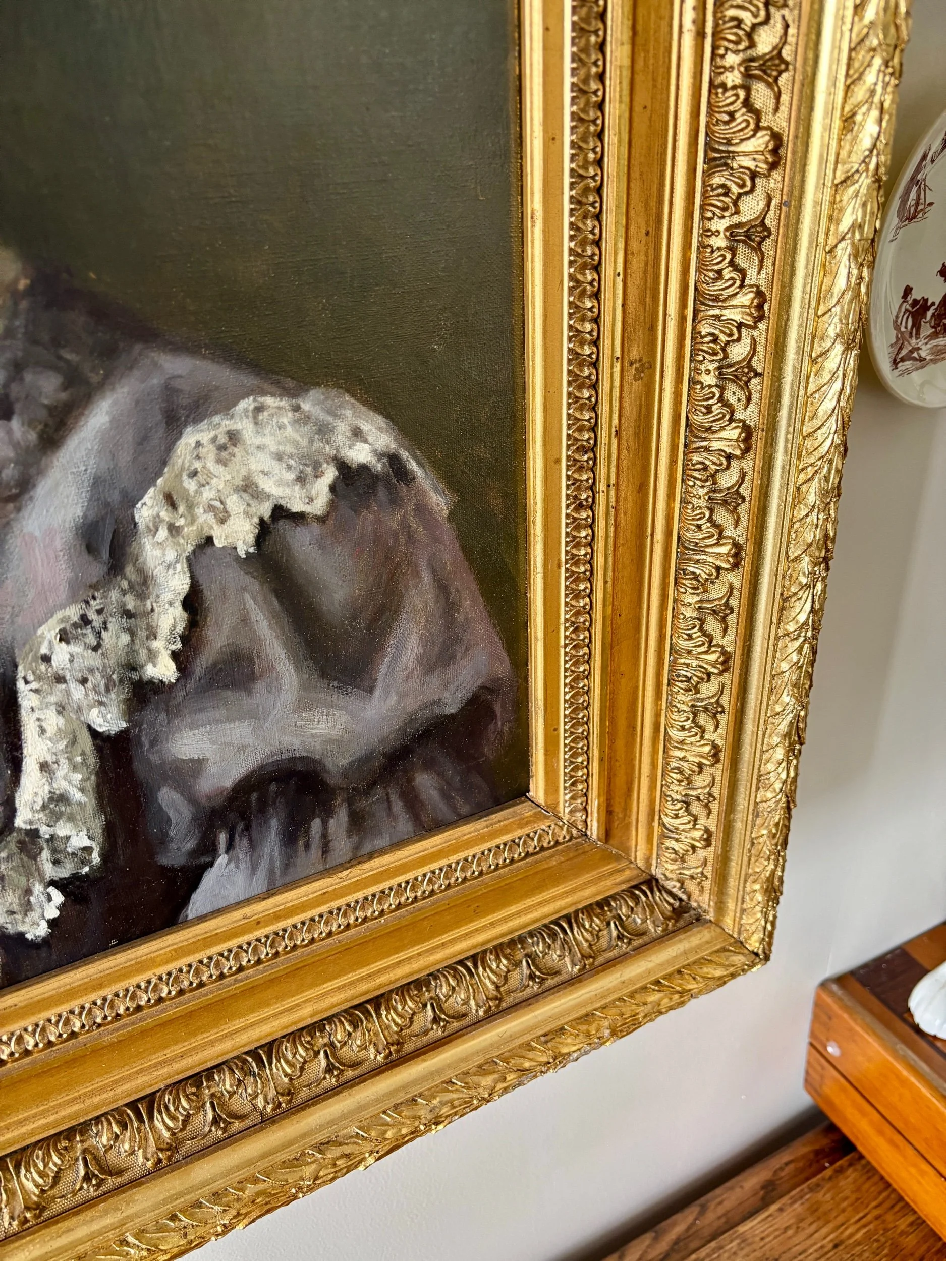 portrait-femme-peinture-huile-toile-p-pargnier-art-decoration-vintage-axs-design-paris-france