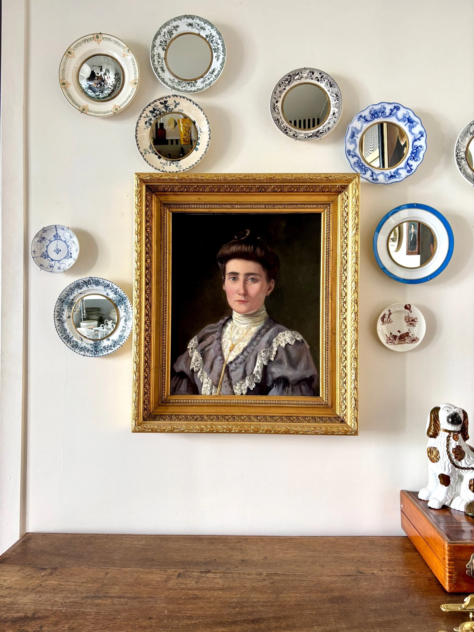portrait-femme-peinture-huile-toile-p-pargnier-art-decoration-vintage-axs-design-paris-france