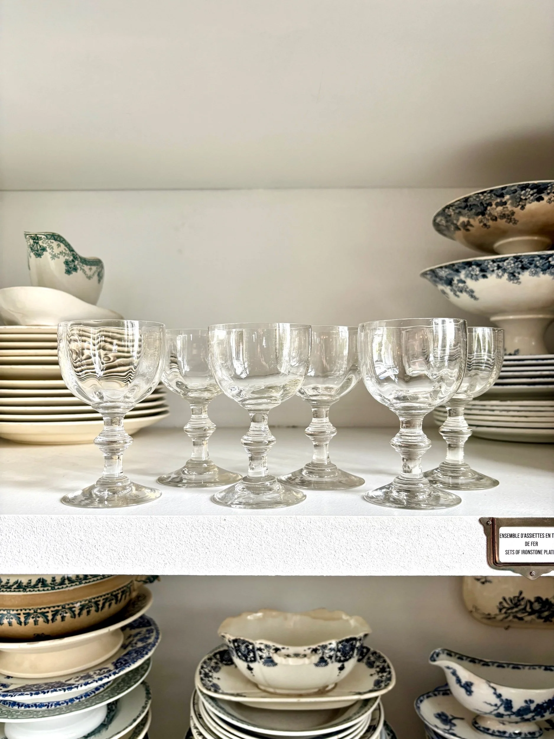 6 verres à pied en cristal soufflé à la main