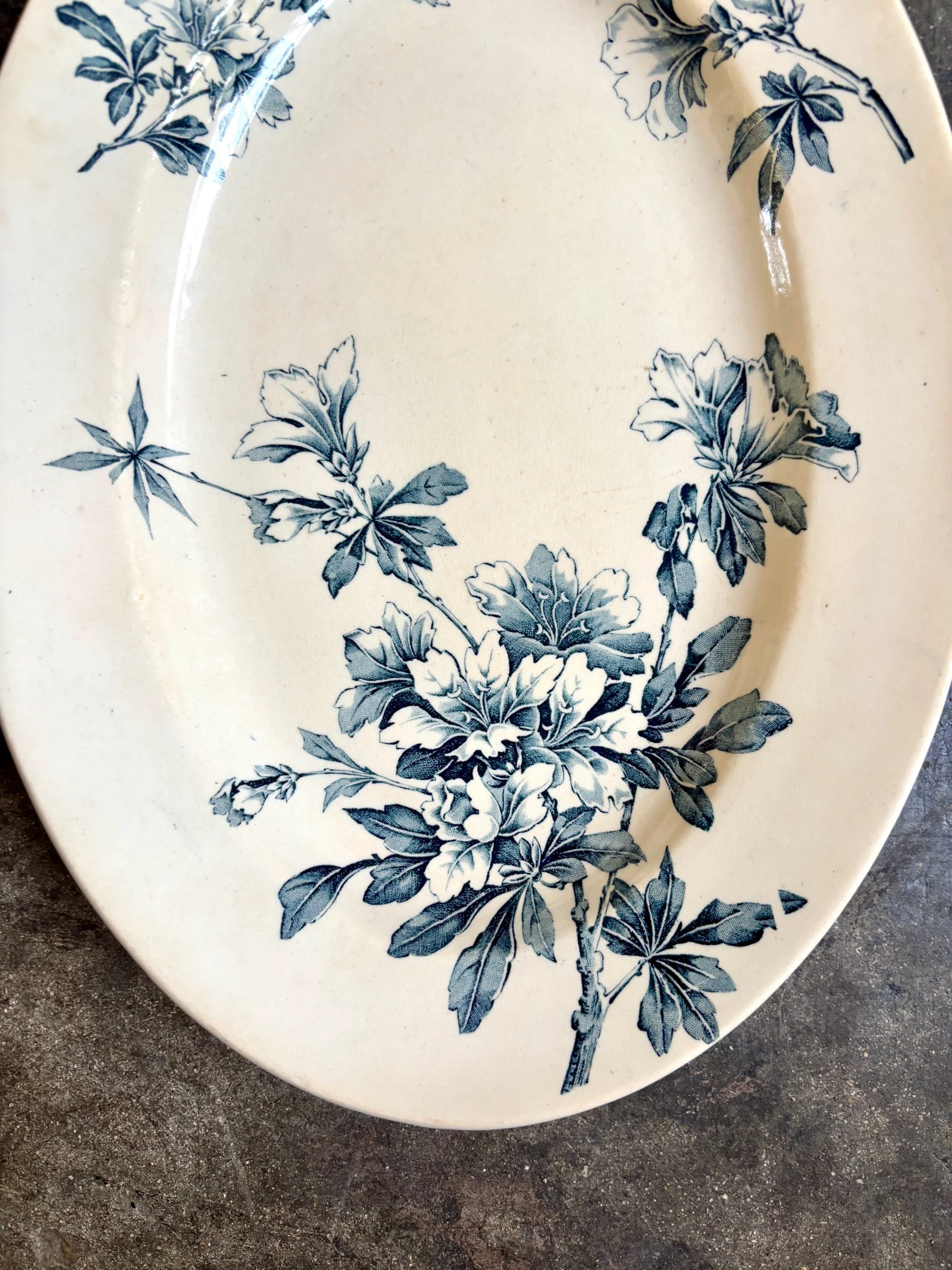 petit-plat-ovale-terre-de-fer-azalea-blanc-bleu-luneville-vaisselle-vintage-axs-design-paris-france