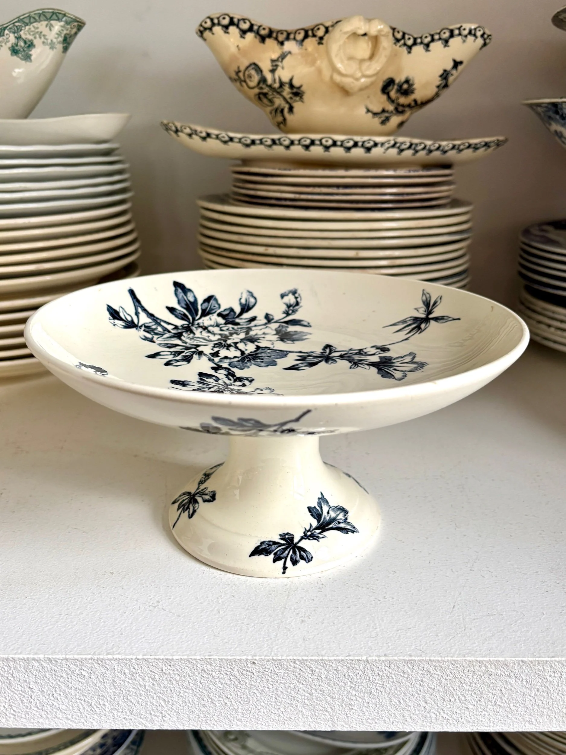 compotier-terre-de-fer-azalea-blanc-bleu-luneville-vaisselle-vintage-axs-design-paris-france