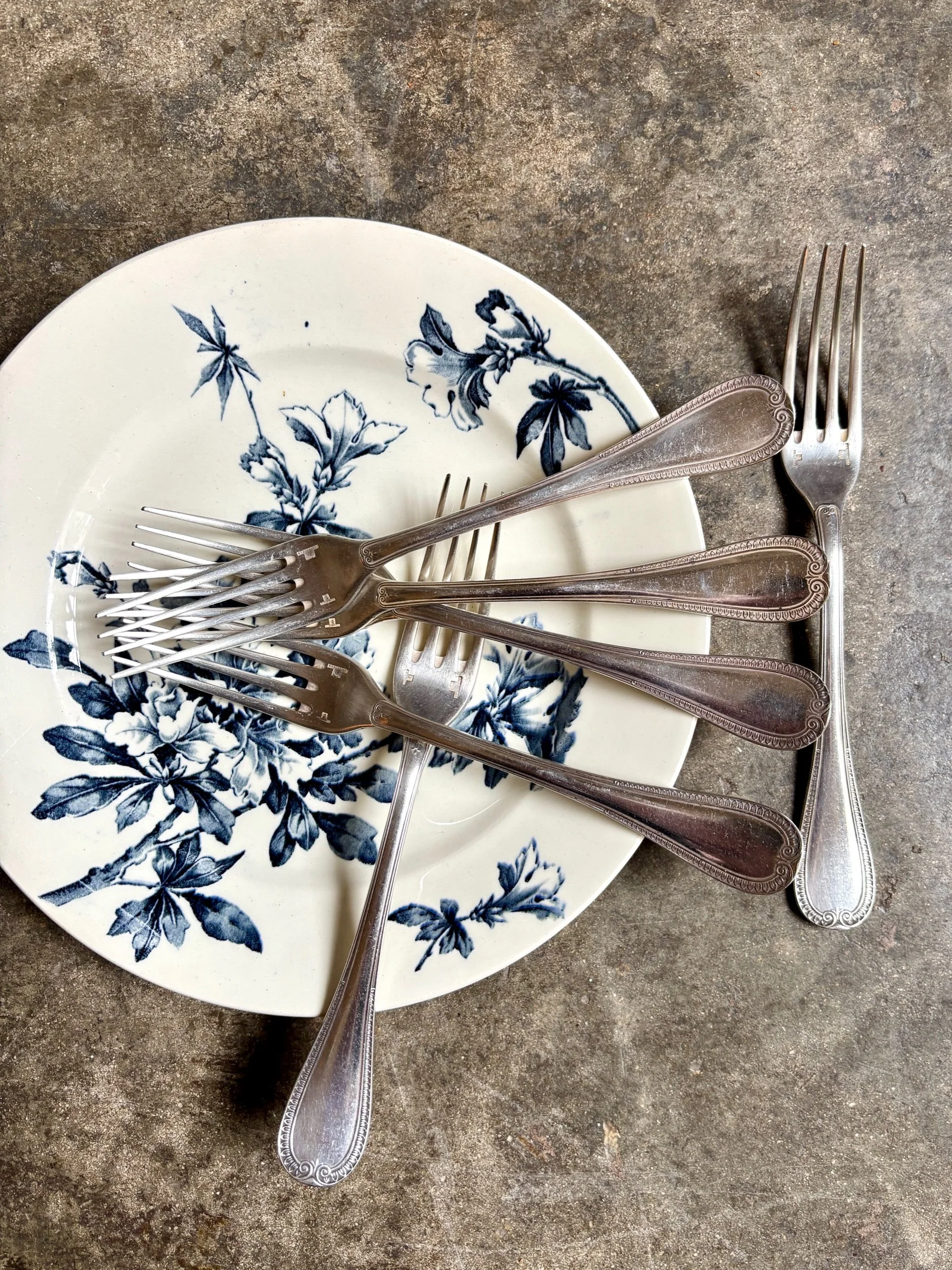 6 fourchettes Christofle en métal argenté, service "Malmaison"