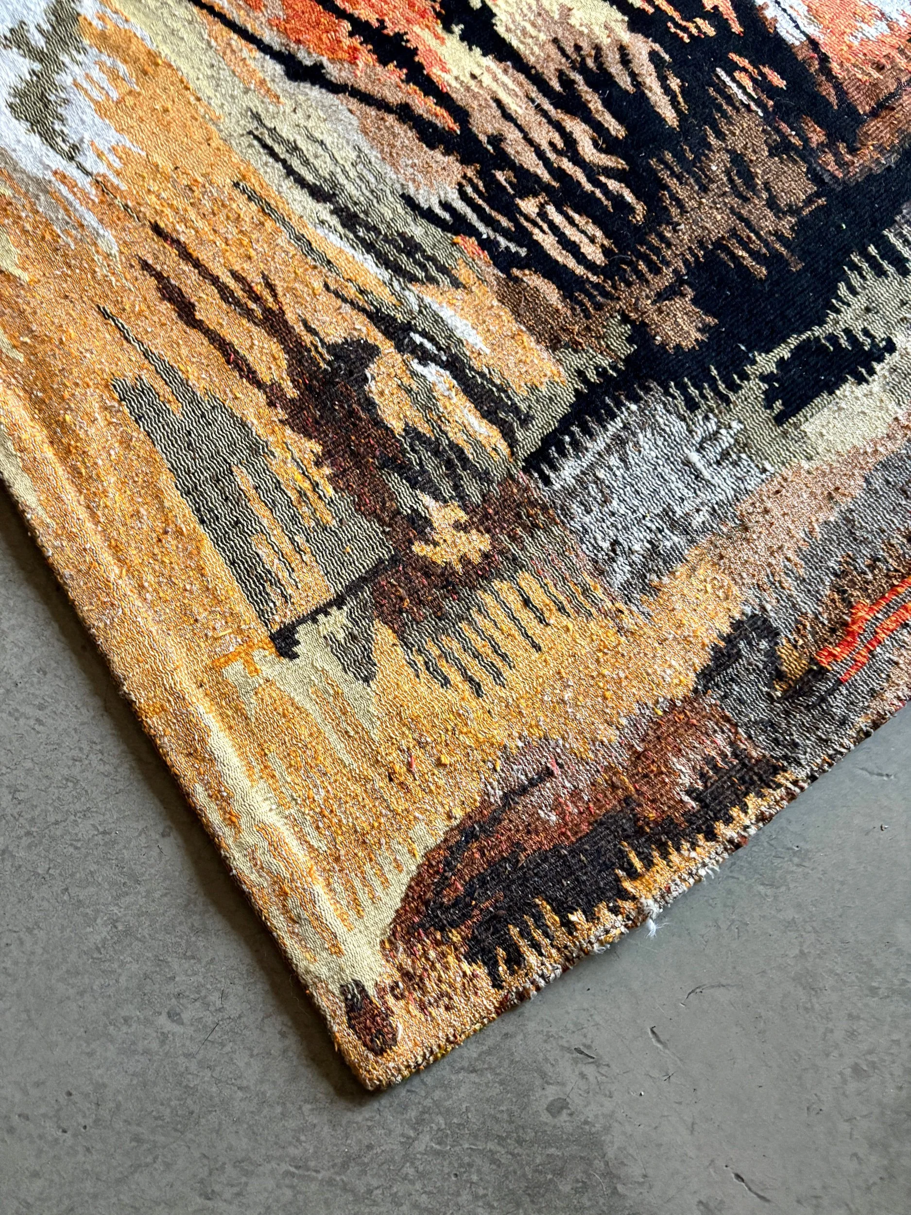 tapisserie-tenture-haiti-gemmanick-robert-four-aubusson-laine-orange-beige-decoration-vintage-axs-design-paris-france