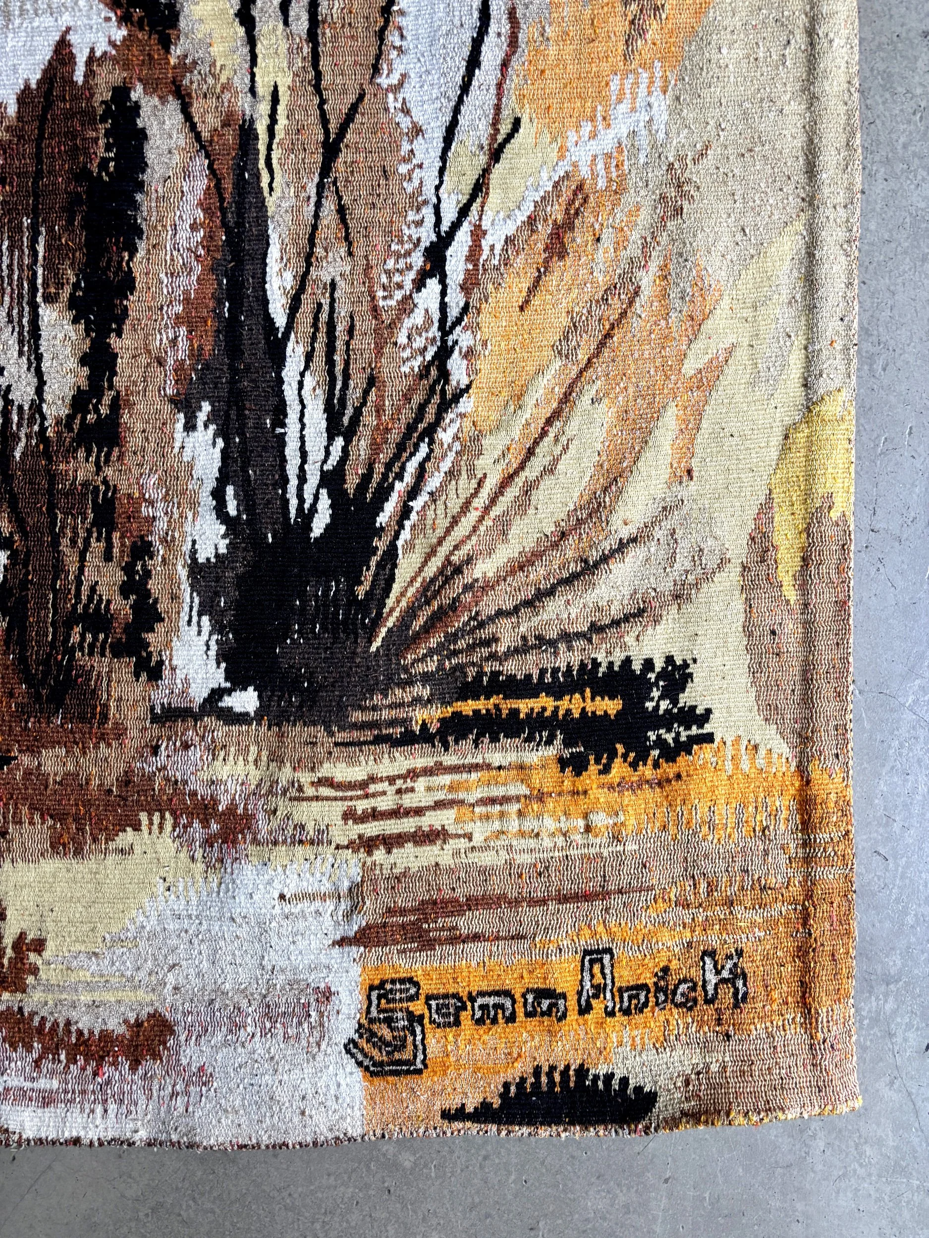 tapisserie-tenture-haiti-gemmanick-robert-four-aubusson-laine-orange-beige-decoration-vintage-axs-design-paris-france