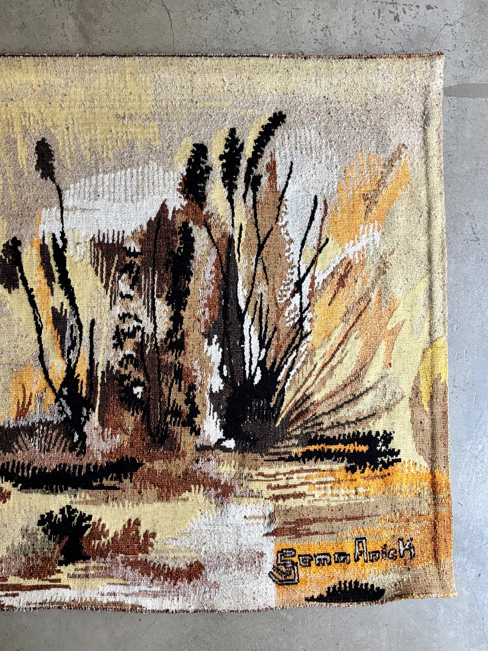 tapisserie-tenture-haiti-gemmanick-robert-four-aubusson-laine-orange-beige-decoration-vintage-axs-design-paris-france