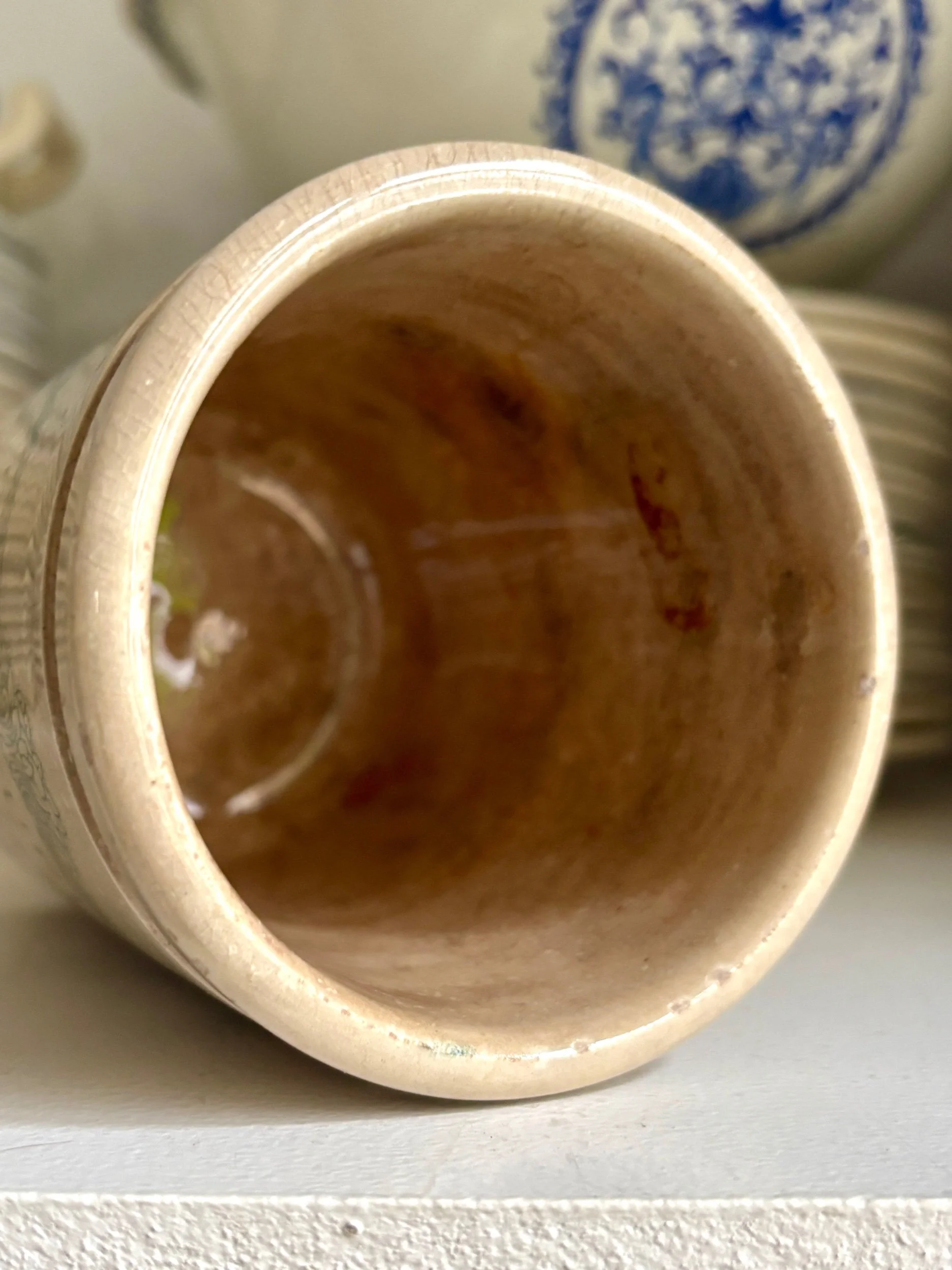 pot-confiture-luneville-felix-potin-terre-de-fer-beige-vert-vaisselle-vintage-axs-design-paris-france