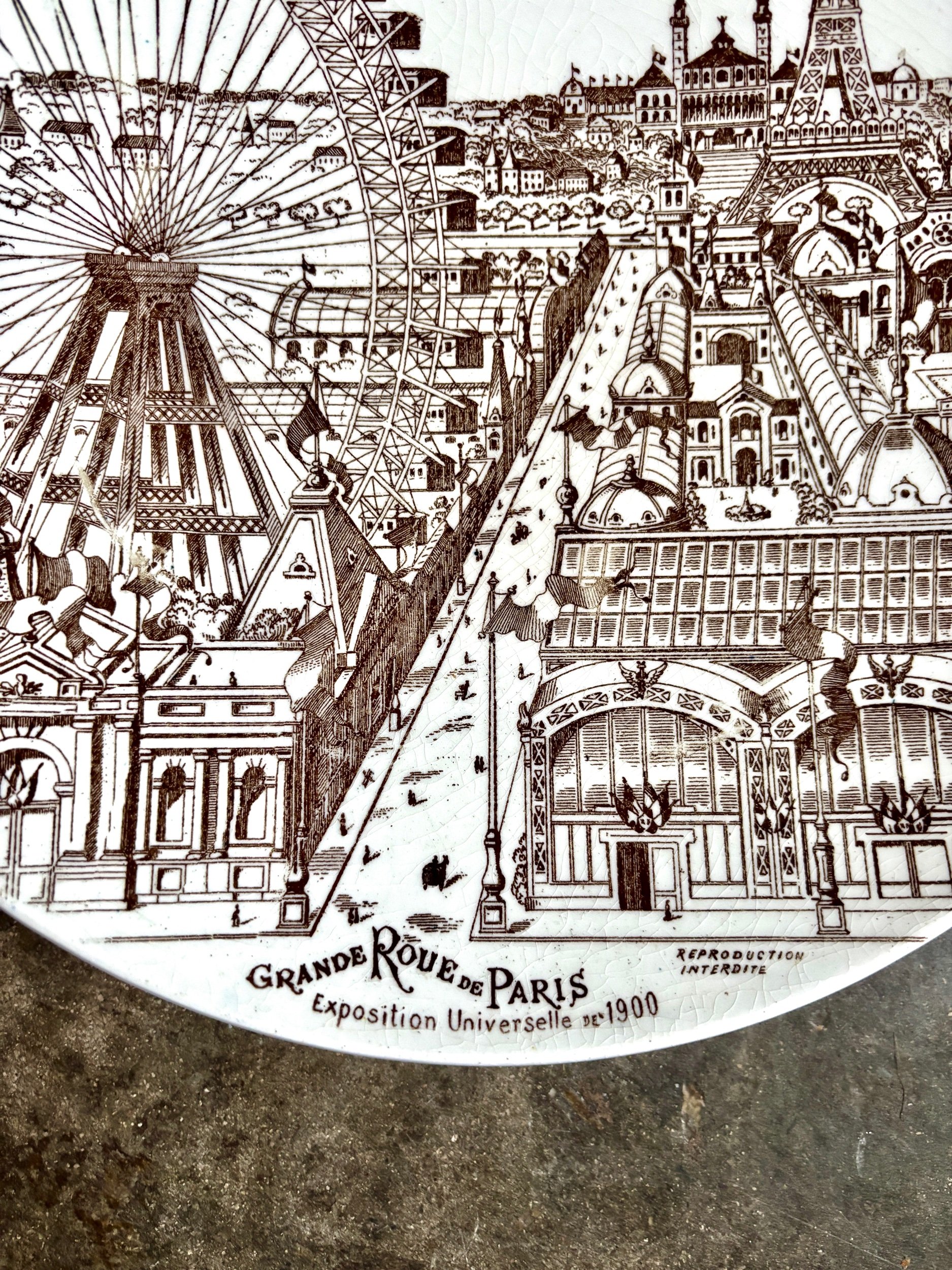 assiette-murale-exposition-universelle-paris-grande-roue-1900-faience-marron-vintage-axs-design-paris-france2