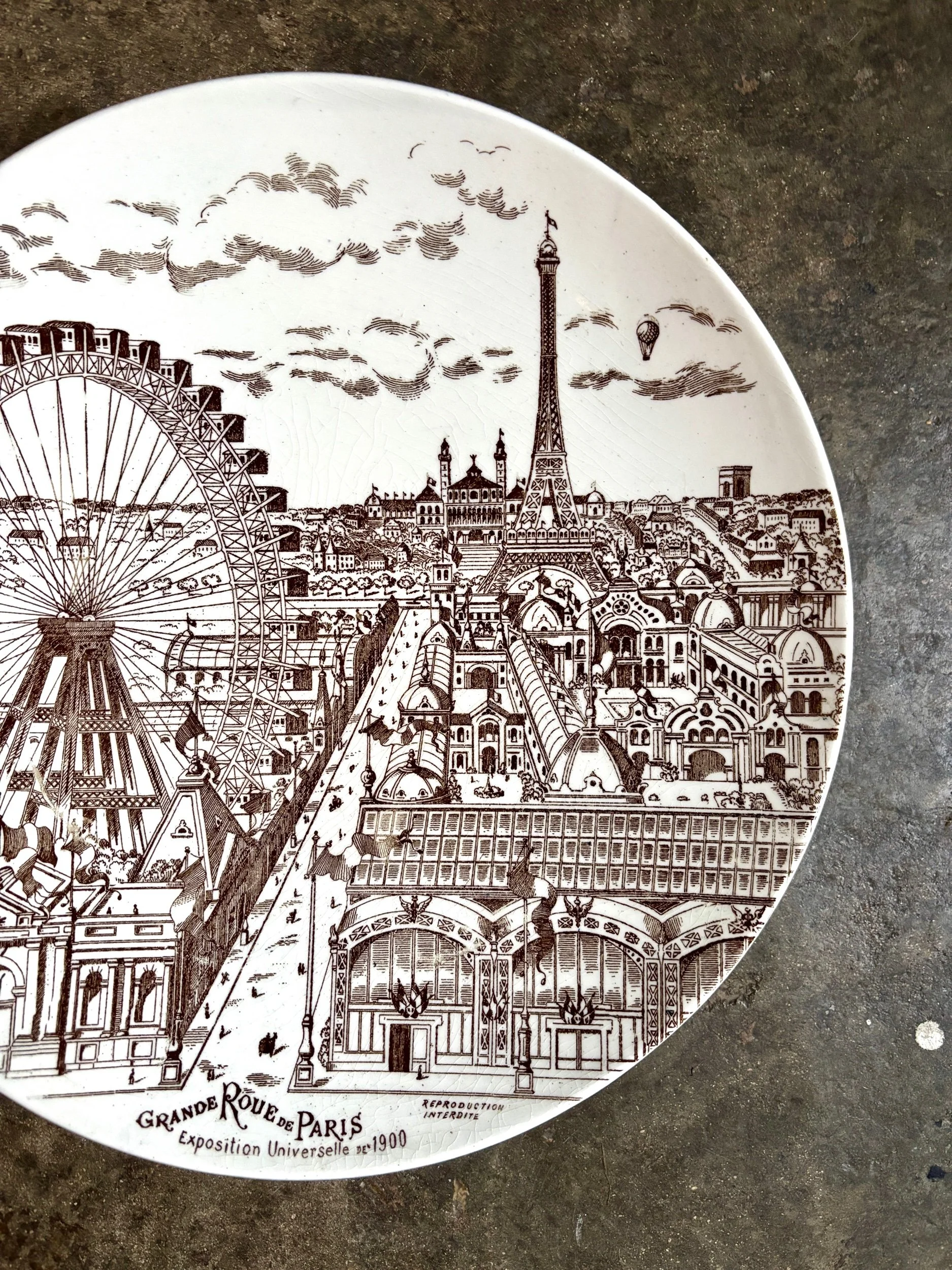 assiette-murale-exposition-universelle-paris-grande-roue-1900-faience-marron-vintage-axs-design-paris-france2
