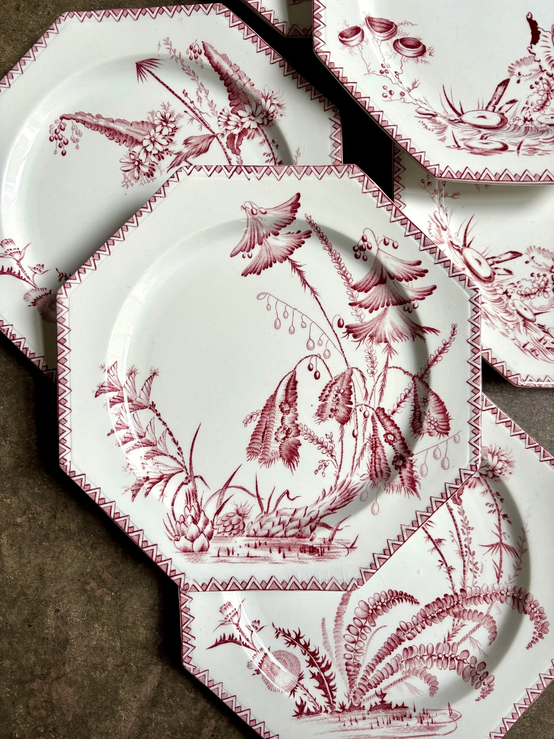 assiettes-dessert-clairefontaine-indiana-terre-de-fer-rose-vaisselle-vintage-axs-design-paris-france