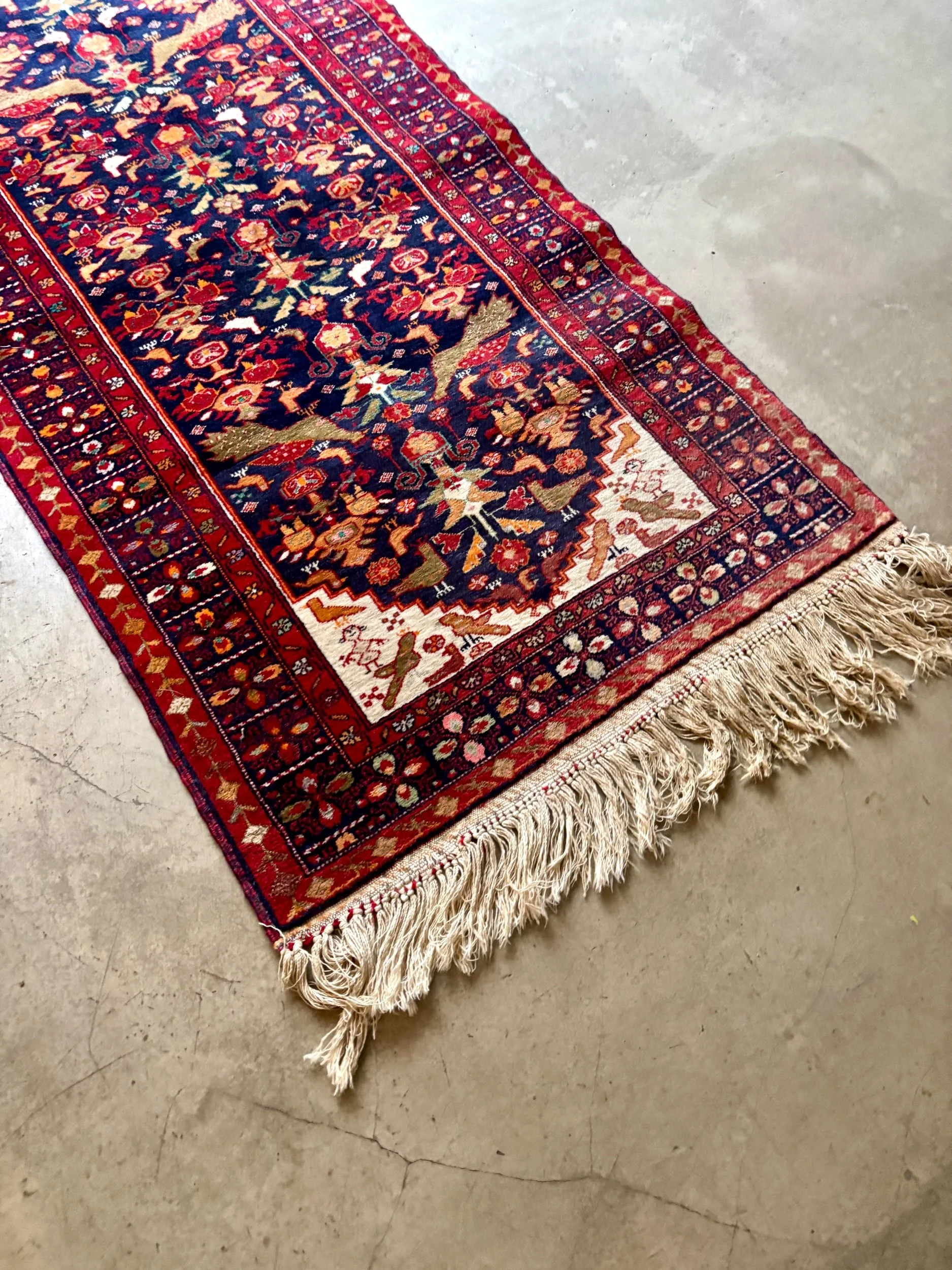 tapis-laine-oiseaux-bordeaux-beige-bleu-orange-decoration-vintage-axs-design-paris-france