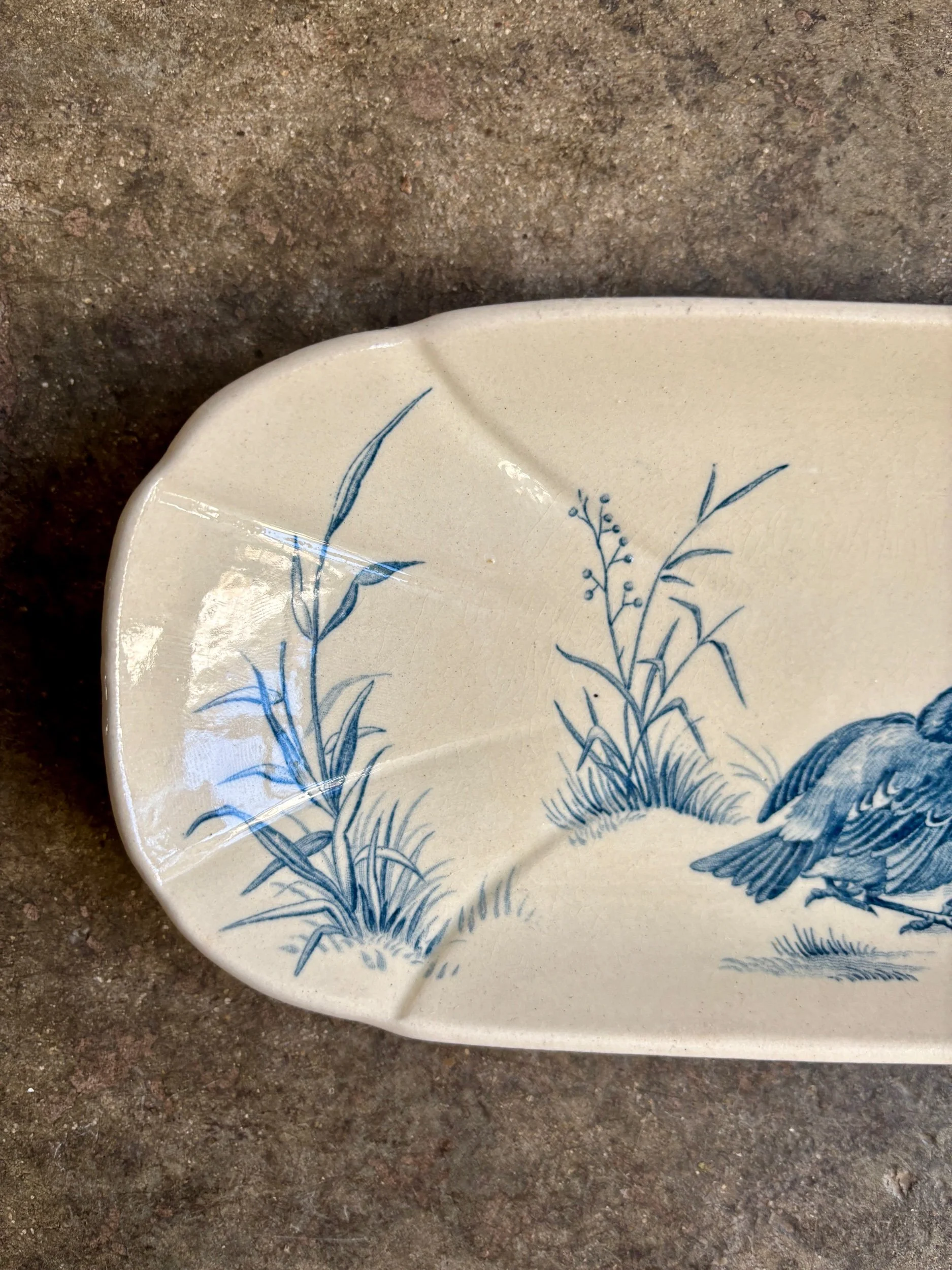 ravier-gien-terre-fer-bleu-oiseaux-vaisselle-vintage-axs-design-patis-france