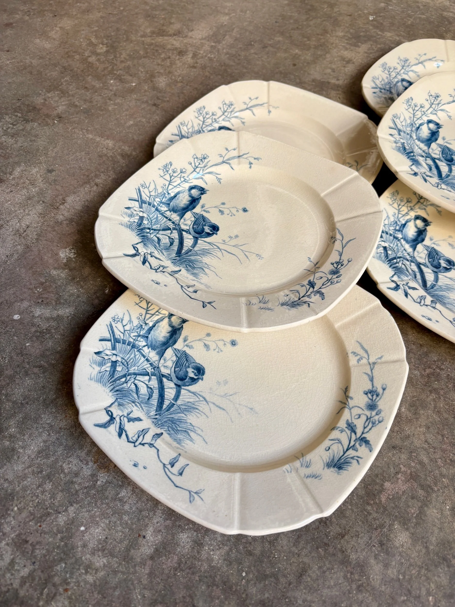 assiettes-dessert-gien-oiseaux-terre-fer-bleu-vaisselle-vintage-axs-design-paris-france-3