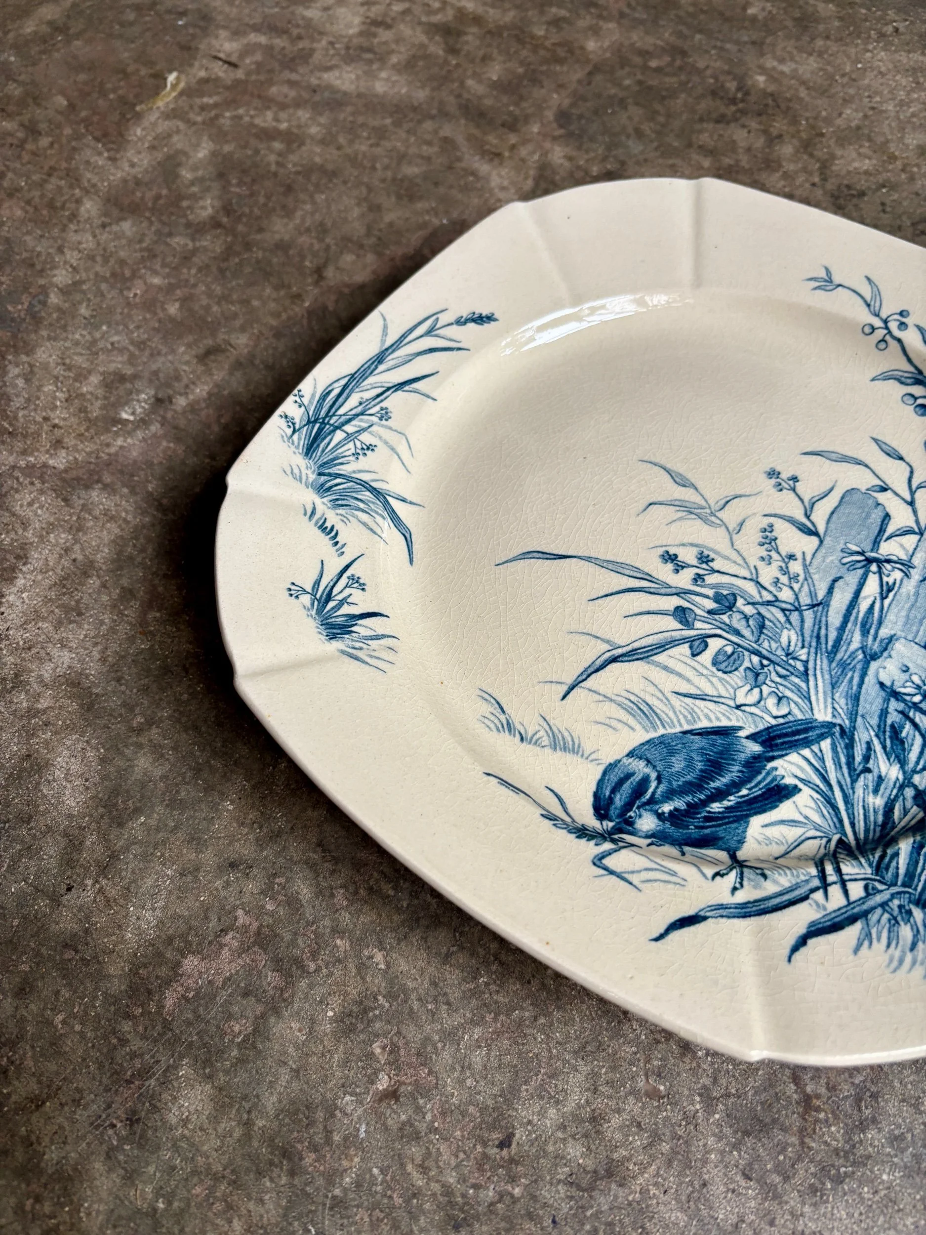 assiette-gateau-gien-oiseaux-terre-fer-bleuvaisselle-vintage-axs-design-paris-france-1