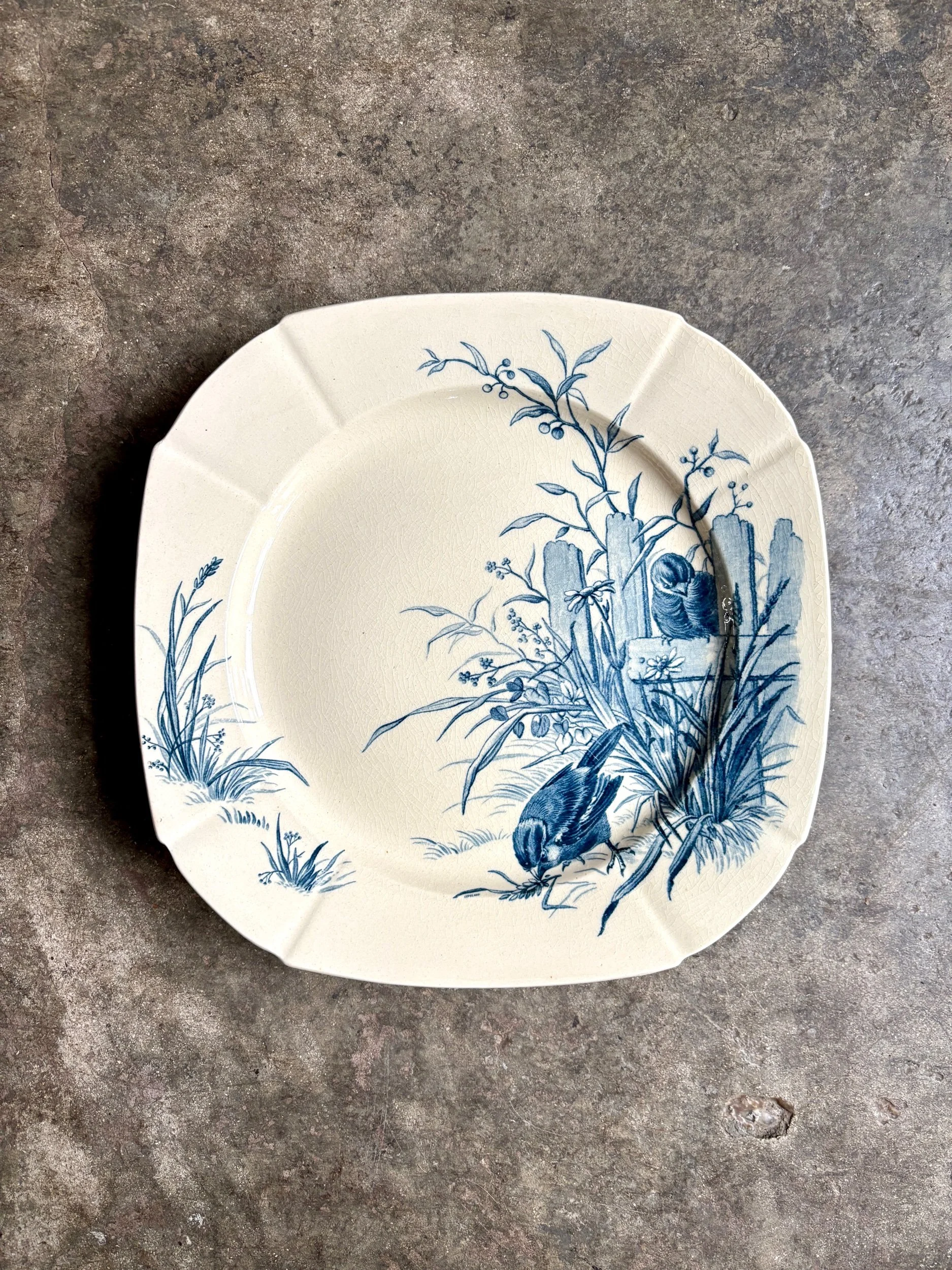 assiette-gateau-gien-oiseaux-terre-fer-bleuvaisselle-vintage-axs-design-paris-france-1