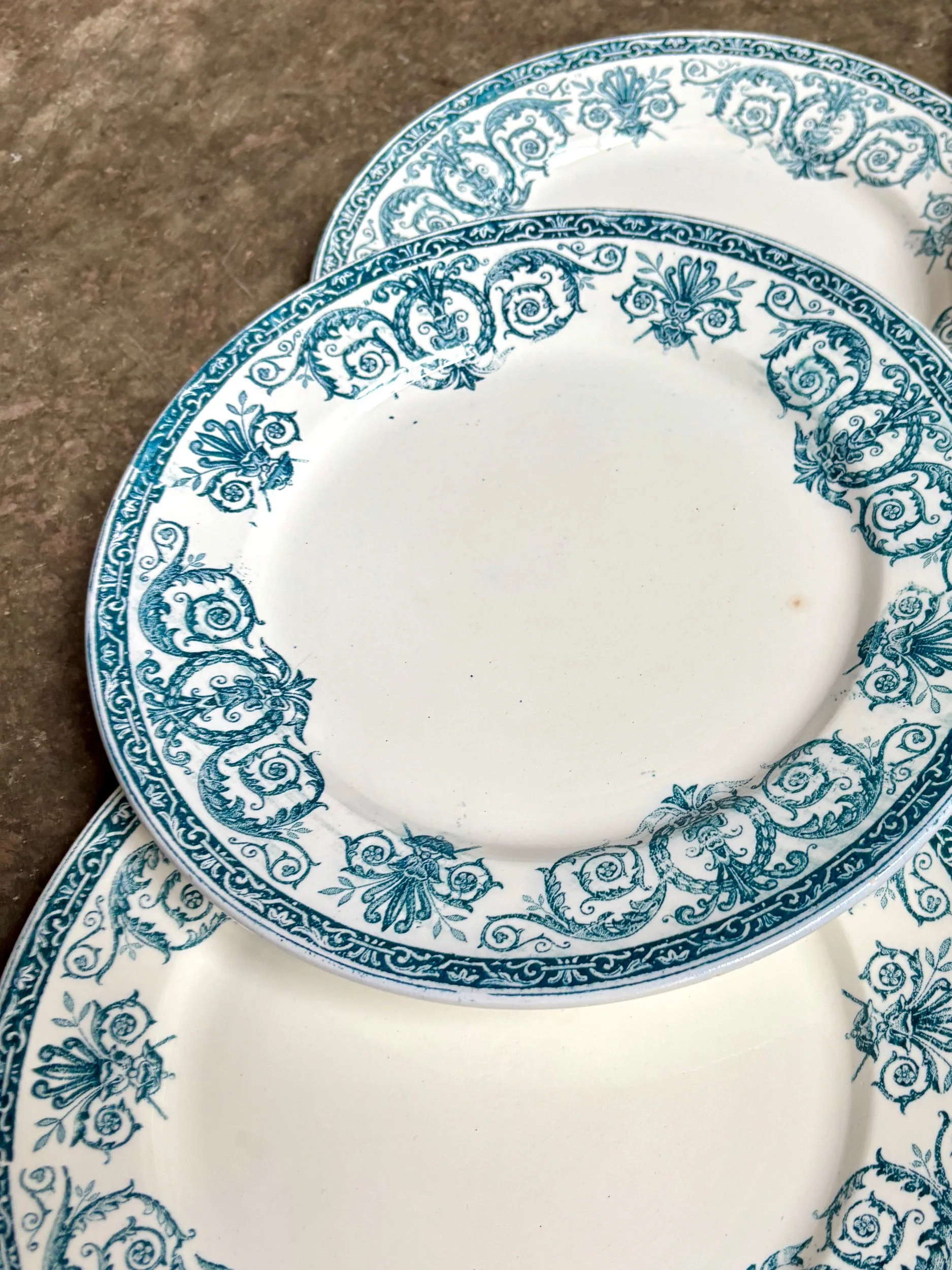 assiettes-plates-leon-graves-marie-louise-terre-fer-bleu-vaisselle-vintage-axs-design-paris-france