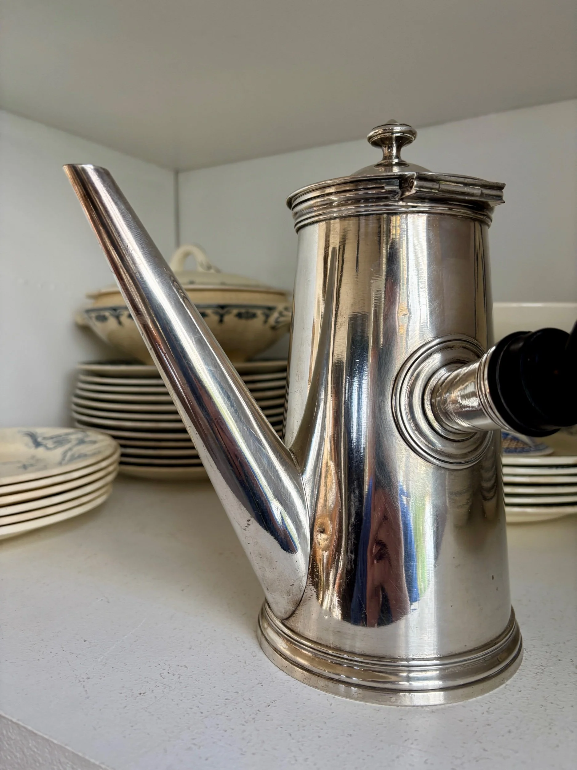 chocolatière-cafetière-theiere-christofle-metal-argent-bois-vaisselle-vintage-axs-design-paris-france