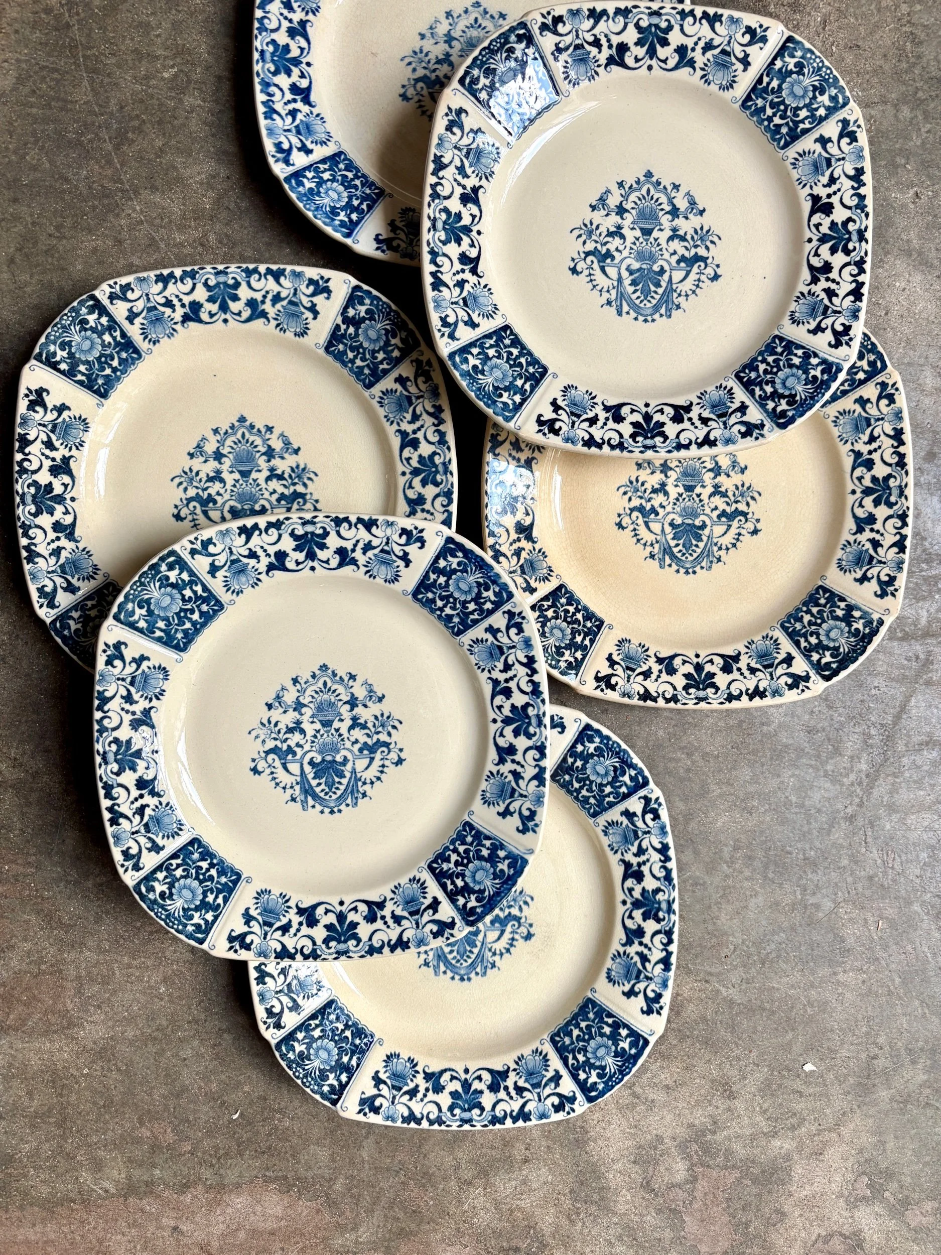6-assiettes-dessert-gien-terre-de-fer-bleu-vaisselle-vintage-axs-design-paris-france