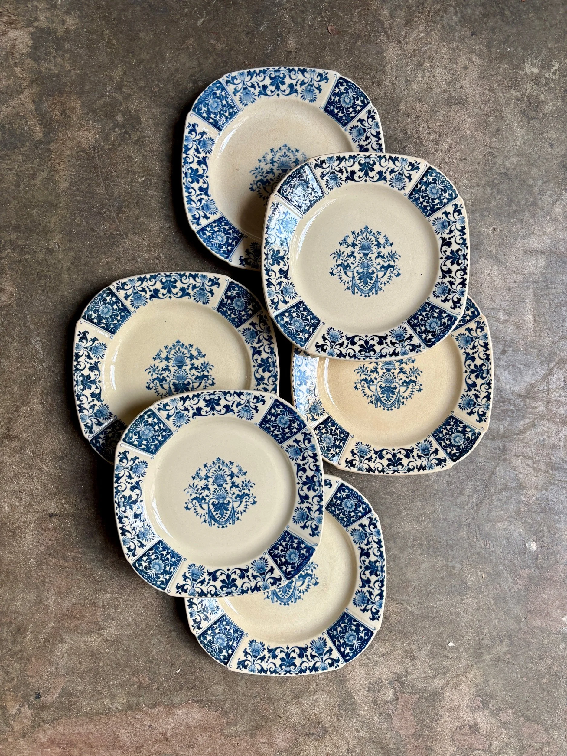 6-assiettes-dessert-gien-terre-de-fer-bleu-vaisselle-vintage-axs-design-paris-france