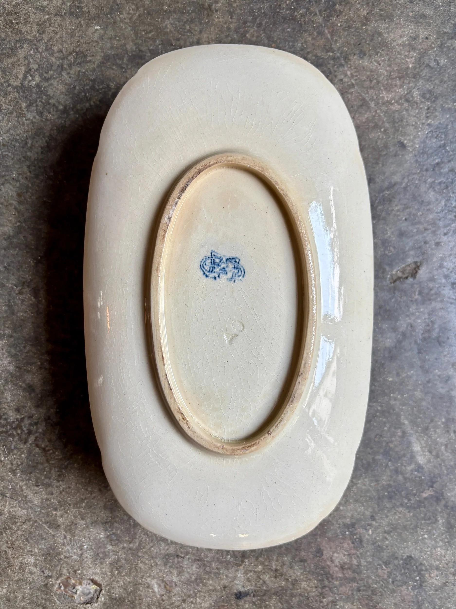sauciere-gien-ibis-bleu-terre-de-fer-vaisselle-vintage-axs-design-paris-france