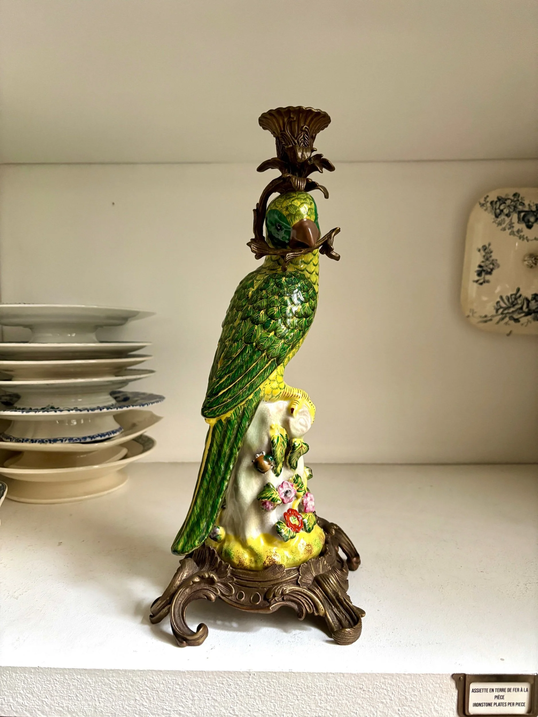 bougeoir-perruche-porcelaine-wong-lee-bronze-decoration-vintage-axs-design-paris-france