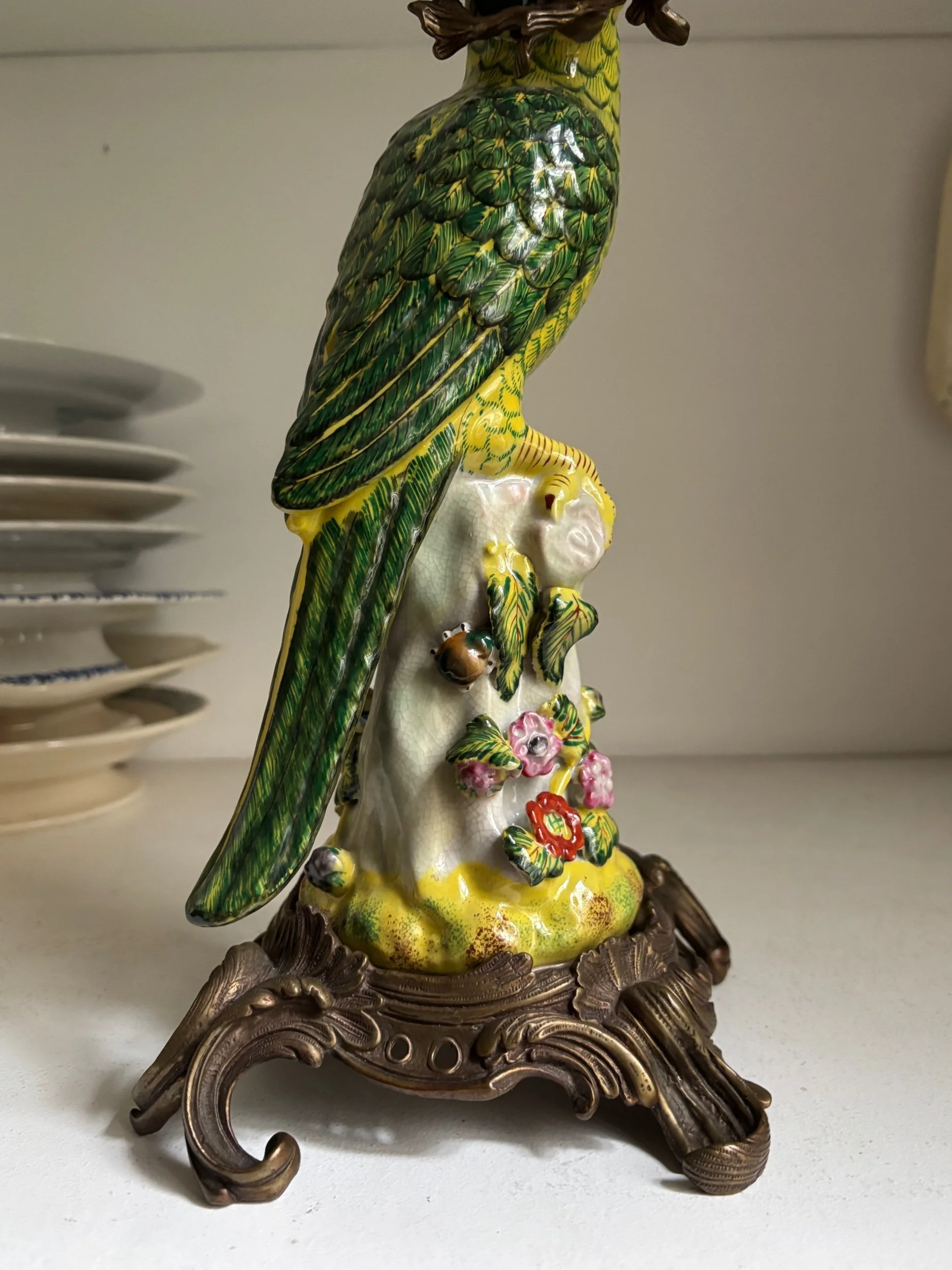 bougeoir-perruche-porcelaine-wong-lee-bronze-decoration-vintage-axs-design-paris-france