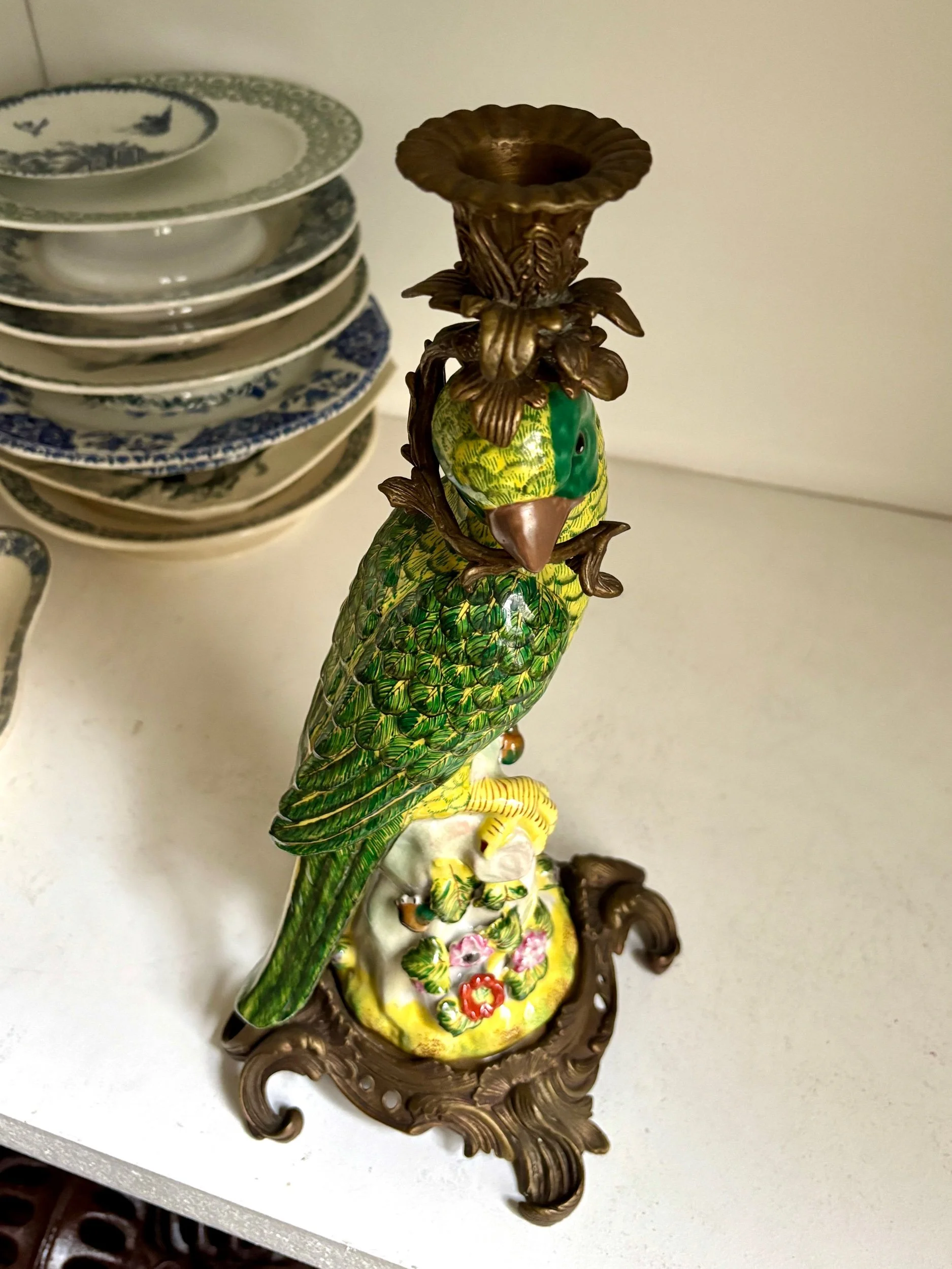 bougeoir-perruche-porcelaine-wong-lee-bronze-decoration-vintage-axs-design-paris-france