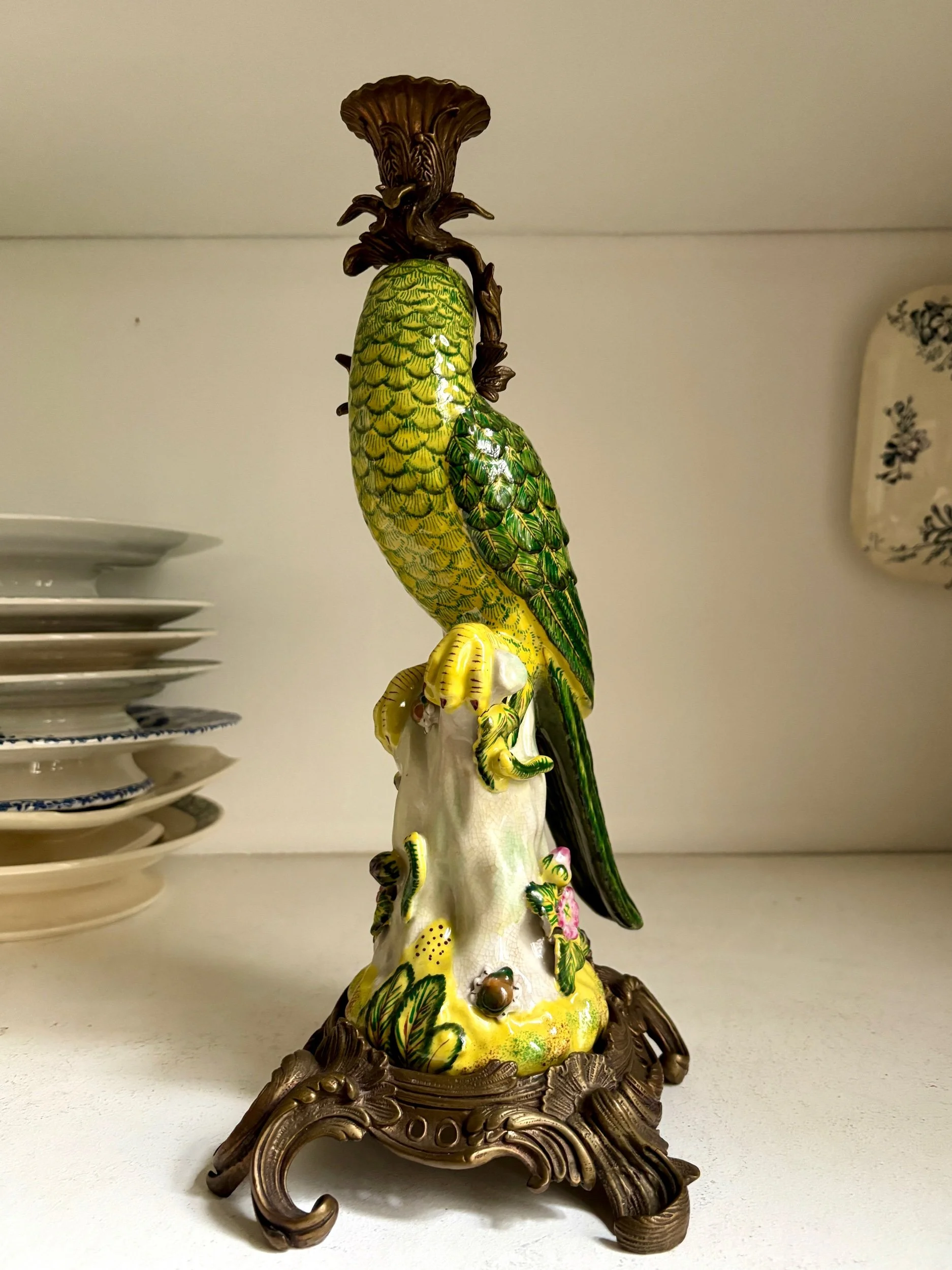 bougeoir-perruche-porcelaine-wong-lee-bronze-decoration-vintage-axs-design-paris-france