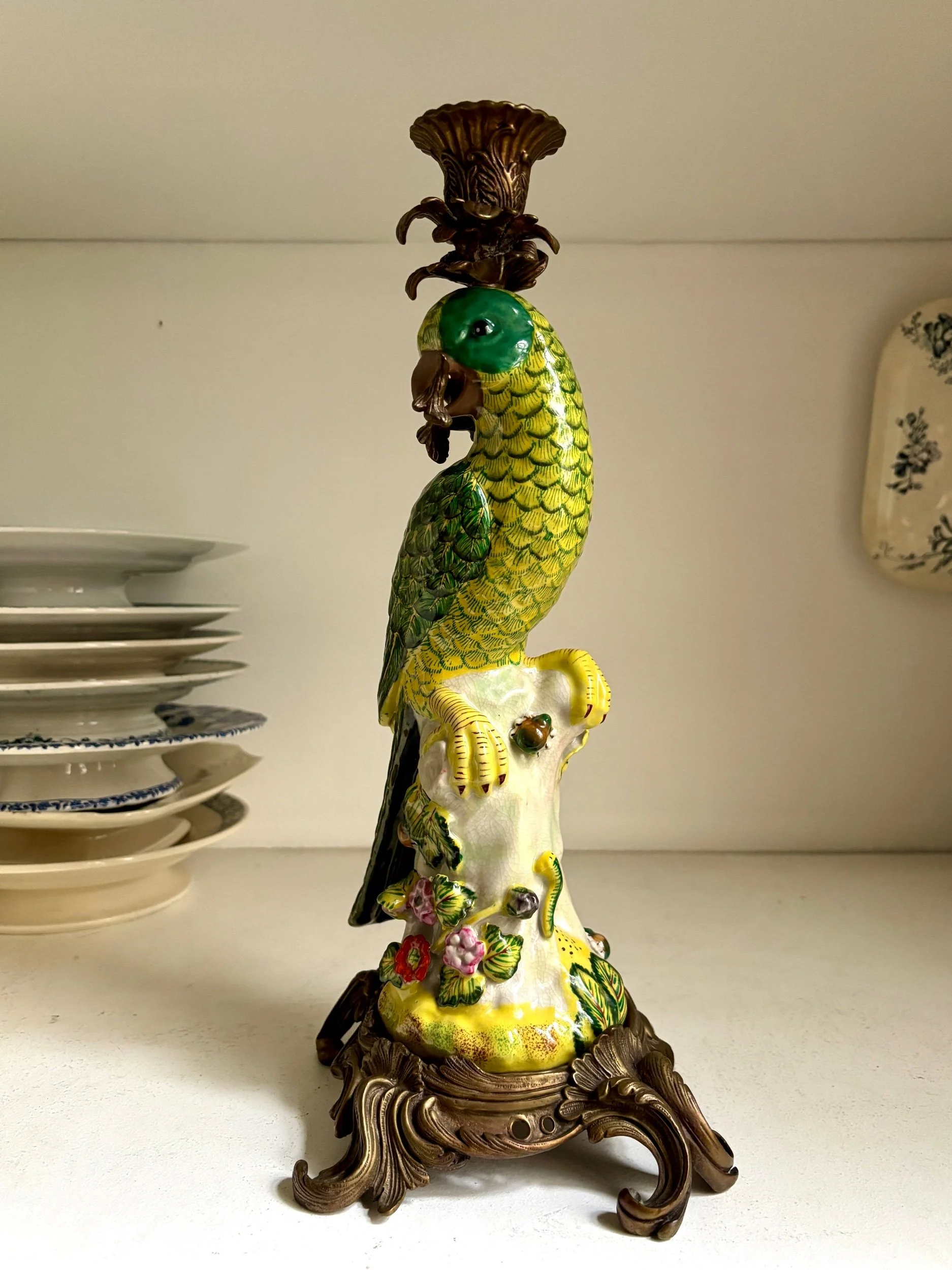 bougeoir-perruche-porcelaine-wong-lee-bronze-decoration-vintage-axs-design-paris-france