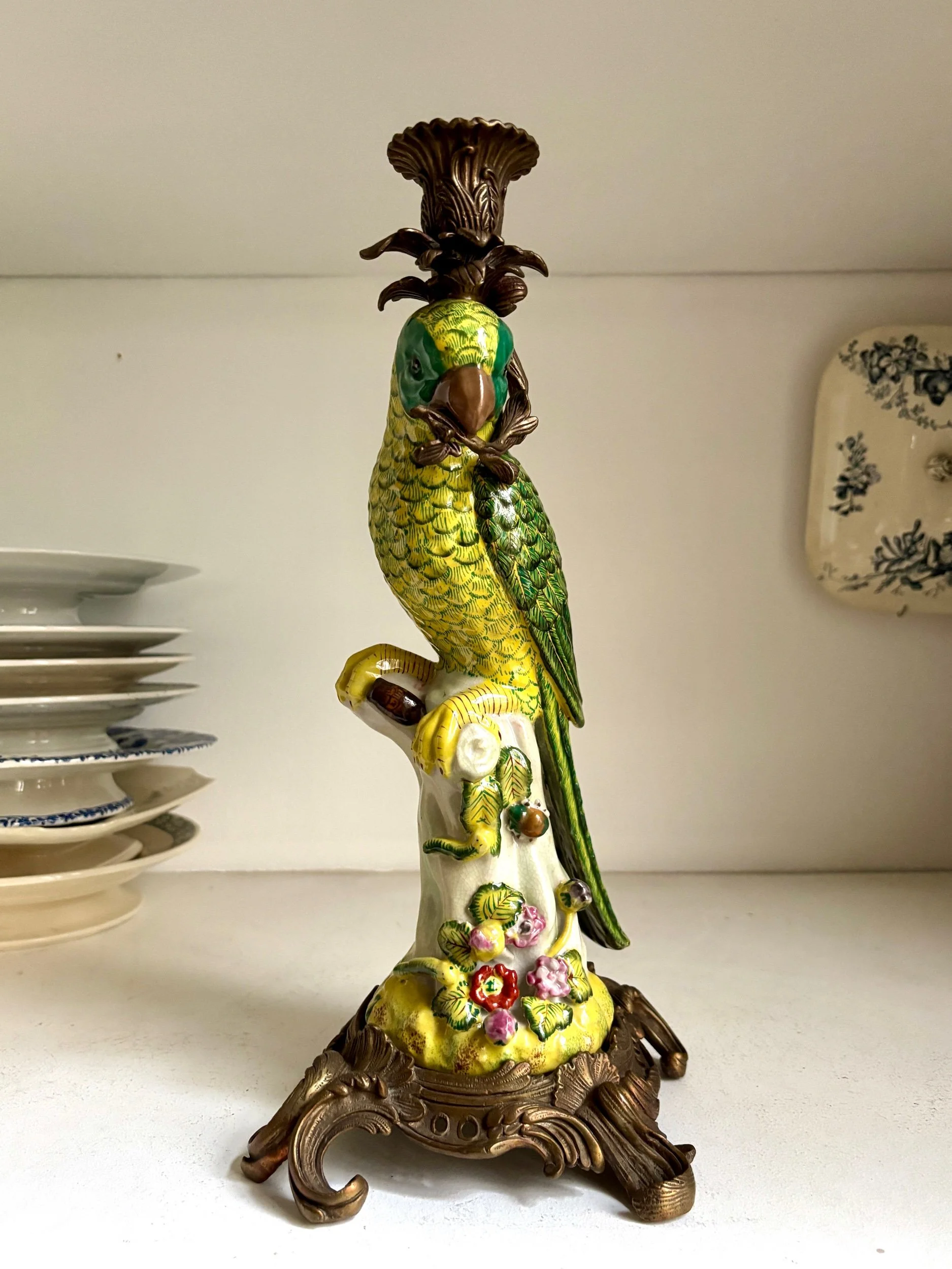 bougeoir-2-perruche-porcelaine-wong-lee-bronze-decoration-vintage-axs-design-paris-france