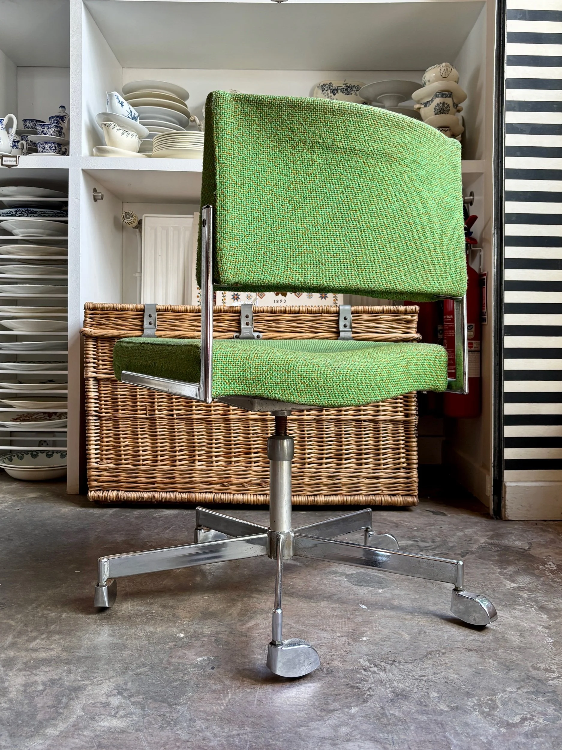 chaise-bureau-coton-vert-metal-chrome-assise-vintage-axs-design-paris-france