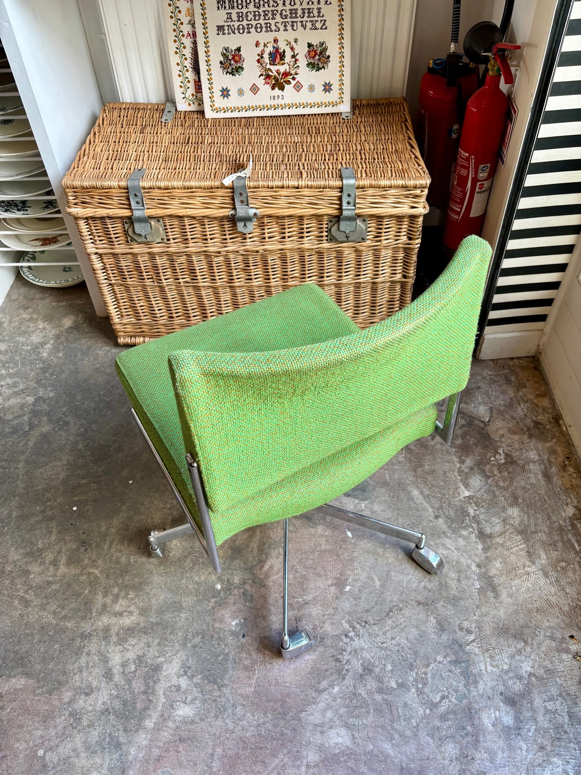 chaise-bureau-coton-vert-metal-chrome-assise-vintage-axs-design-paris-france