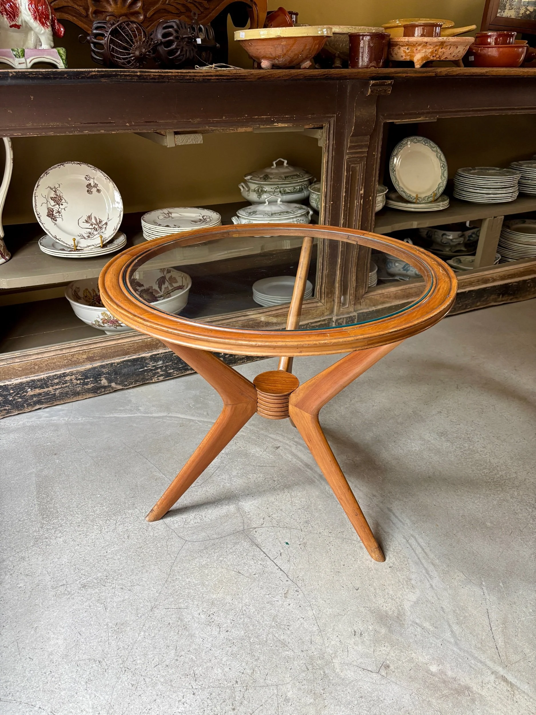 Table basse, d'appoint en bois et verre ⌀ 61 cm