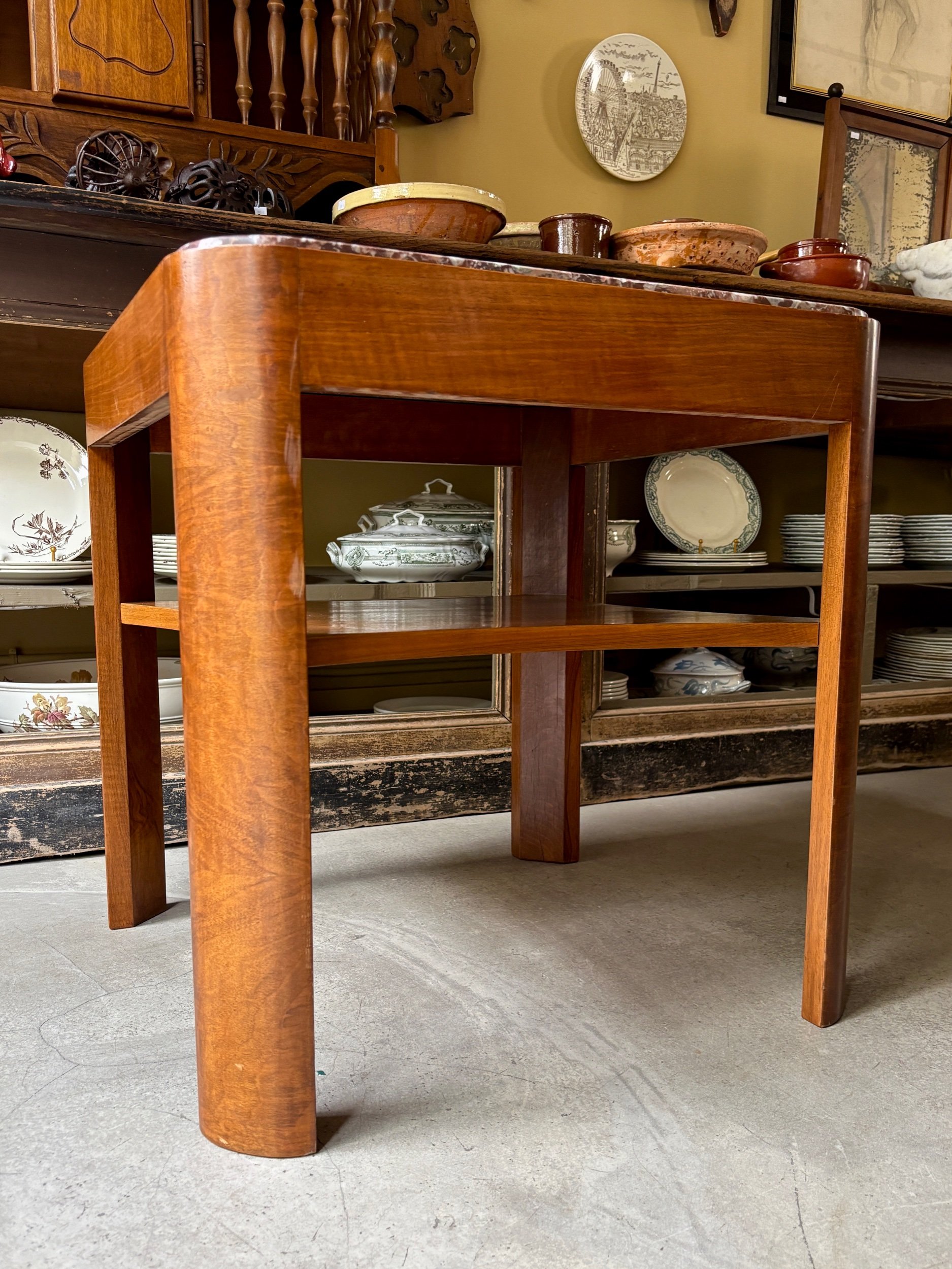 table-appoint-carre-bois-bois-fonce-marbre-rouge-art-deco-meuble-vintage-axs-design-paris-france
