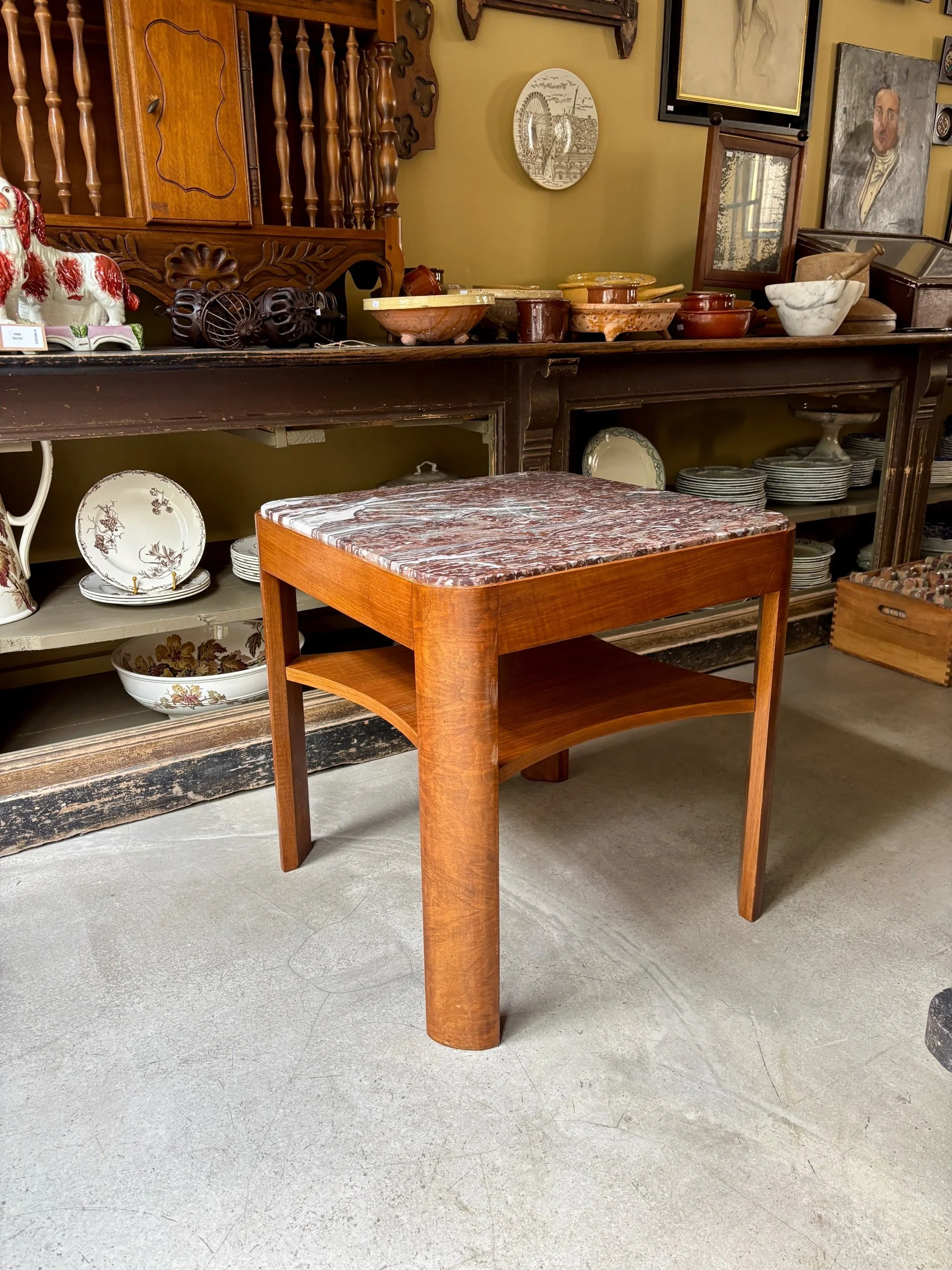 table-appoint-carre-bois-bois-fonce-marbre-rouge-art-deco-meuble-vintage-axs-design-paris-france