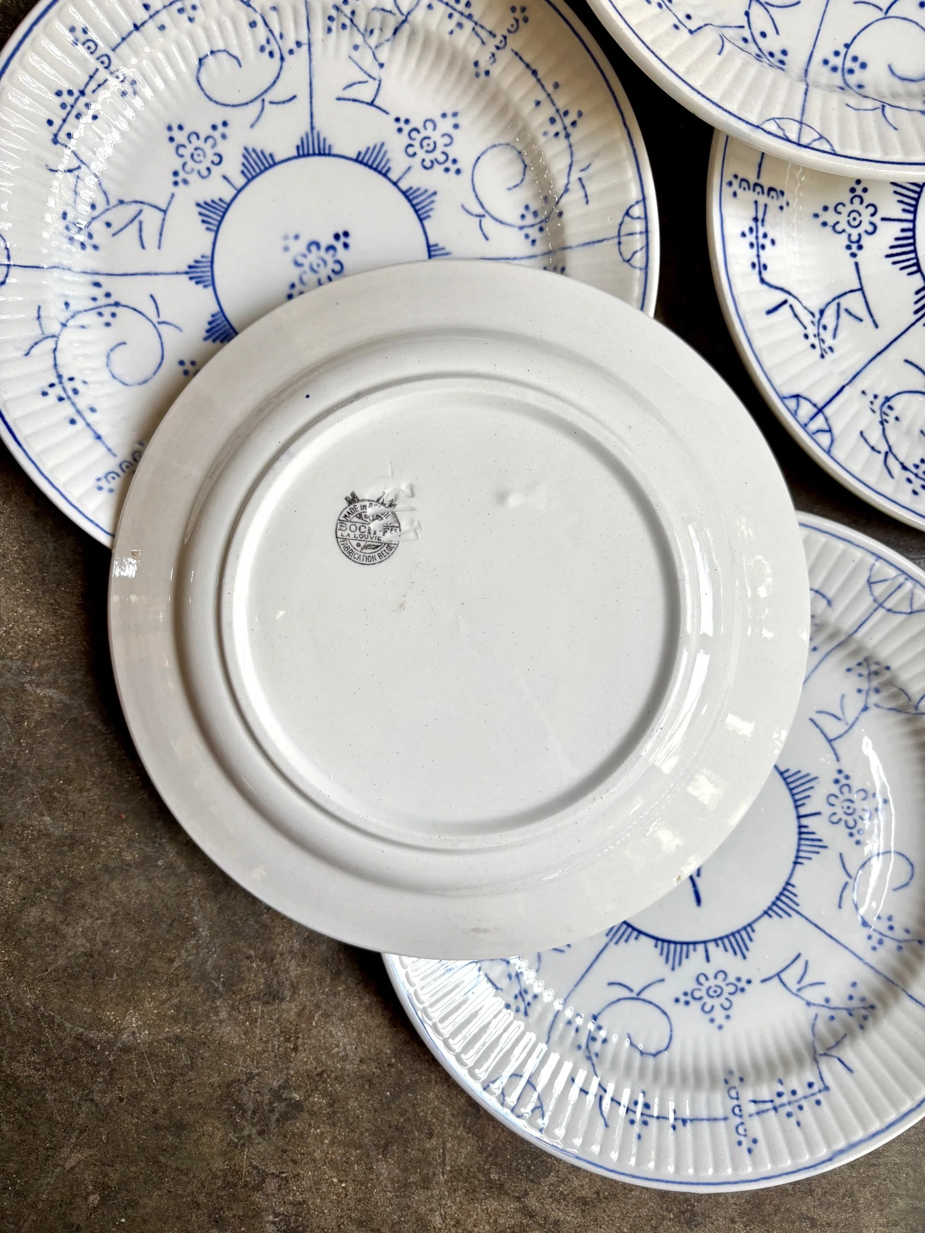 assiettes-dessert-boch-la-louviere-copenhague-faience-bleu-vaisselle-vintage-axs-design-paris-france