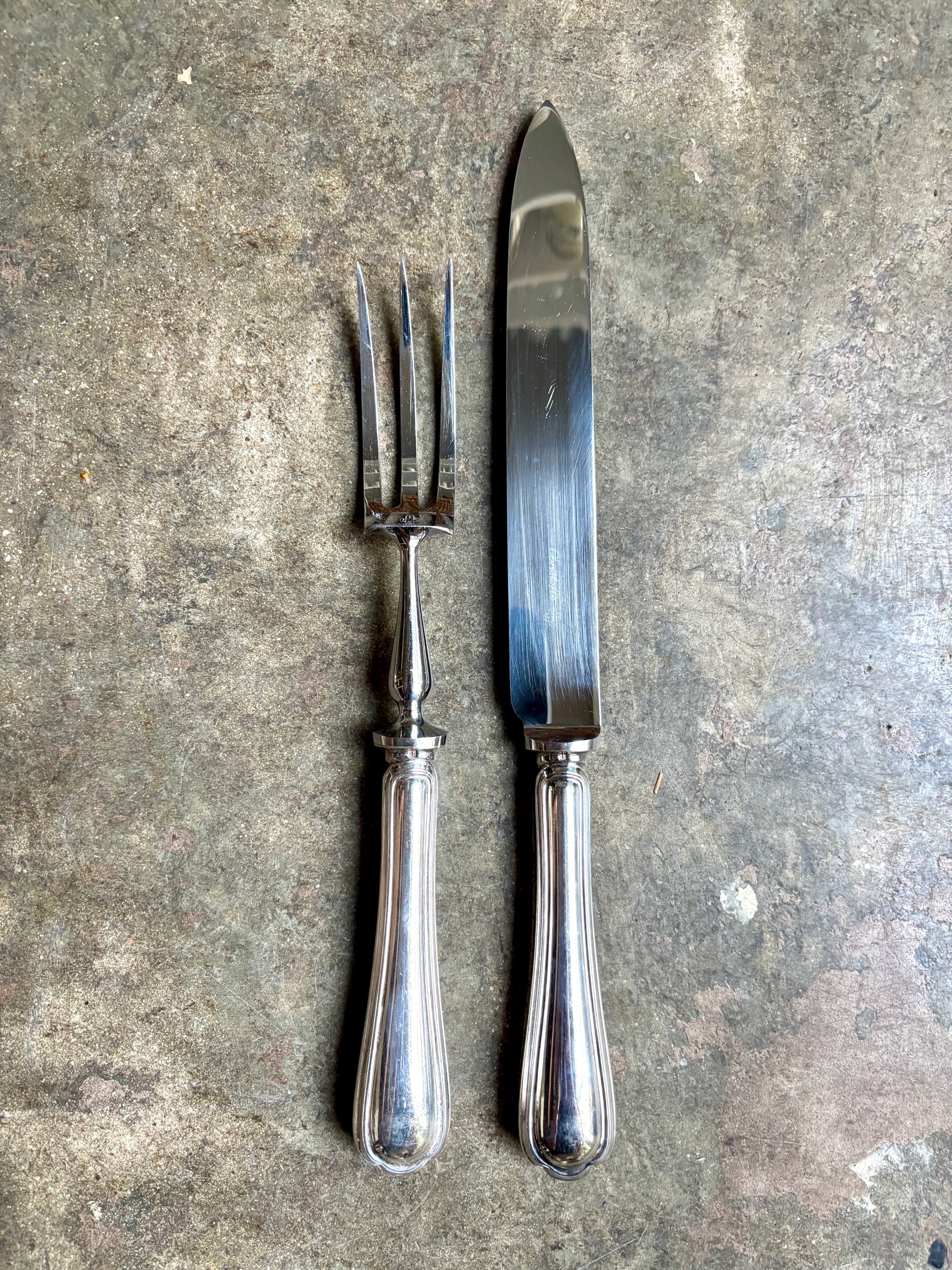 couverts-service-viande-christofle-spatours-metal-argent-couvert-service-vintage-axs-design-paris-france