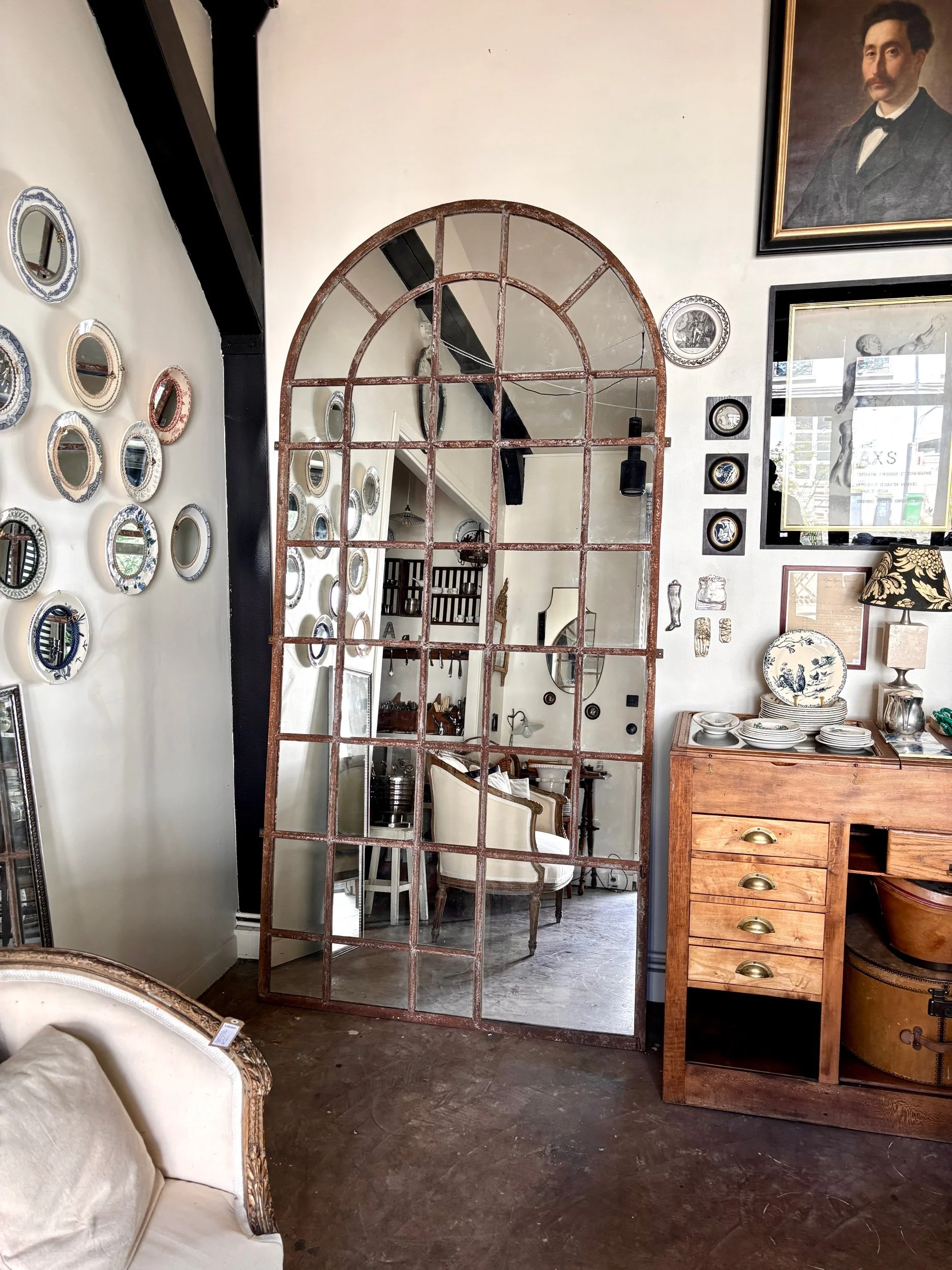 Miroir d'orangerie en fer forgé ☐ 260 x 130 cm