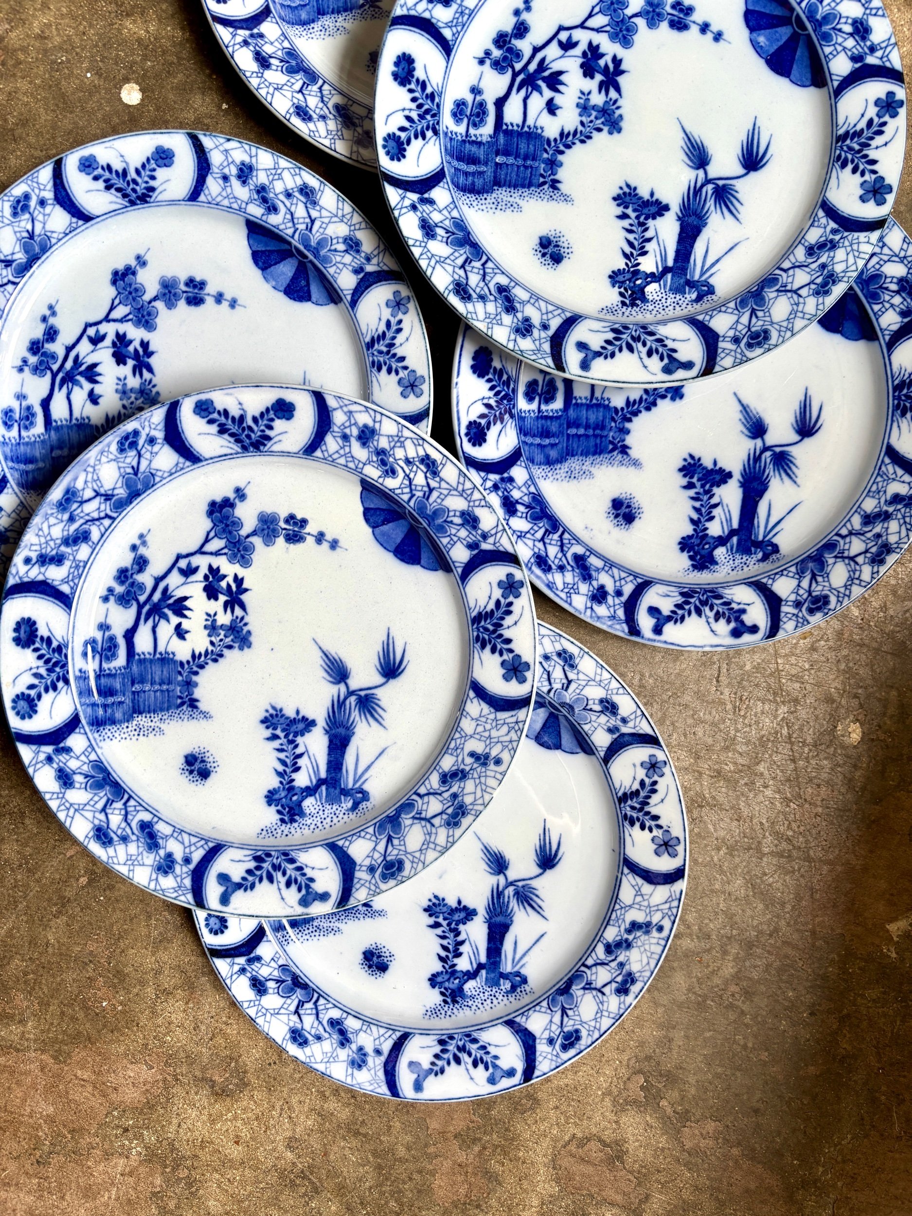 assiettes-entremet-creil-montereau-japon-monet-bleu-vaisselle-vintage-axs-design-paris-france