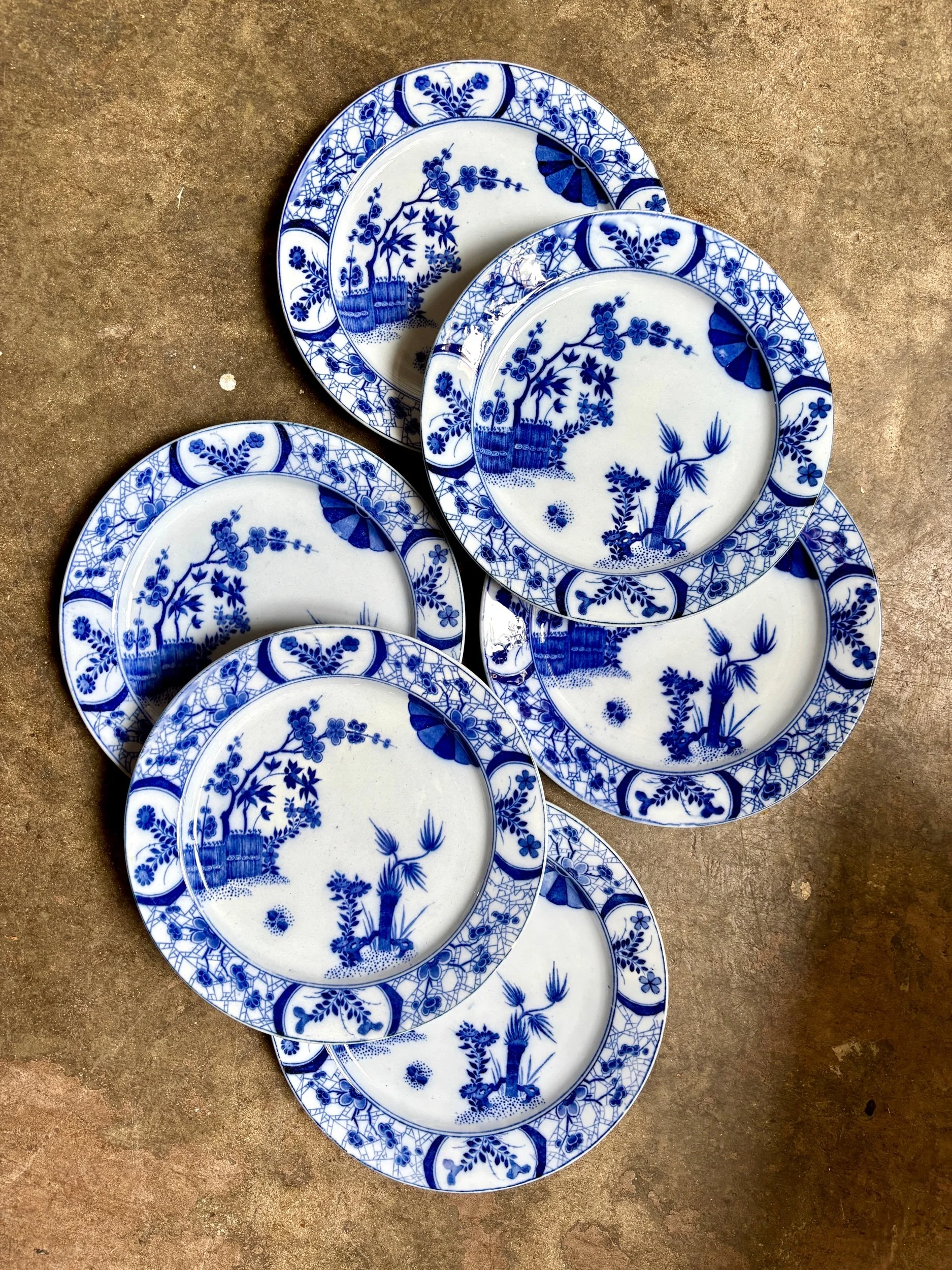assiettes-entremet-creil-montereau-japon-monet-bleu-vaisselle-vintage-axs-design-paris-france