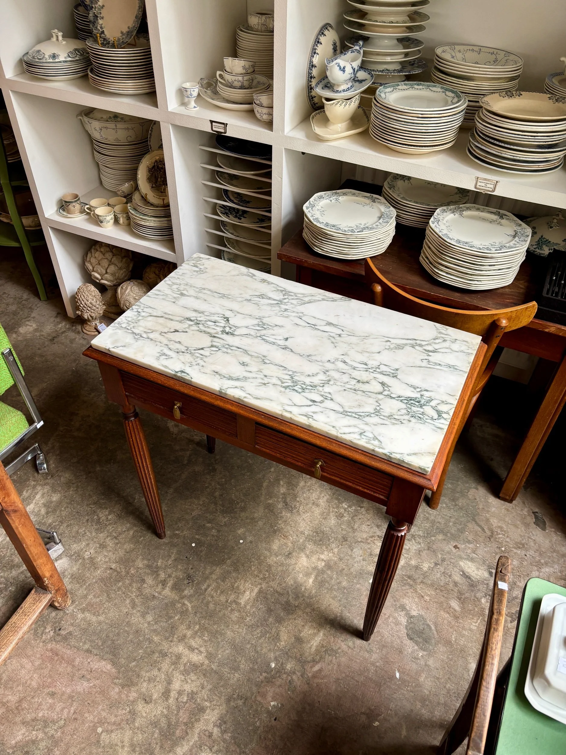 bureau-console-table-appoint-coiffeuse-art-deco-bois-fonce-marbre-gris-mobilier-vintage-axs-design-paris-france