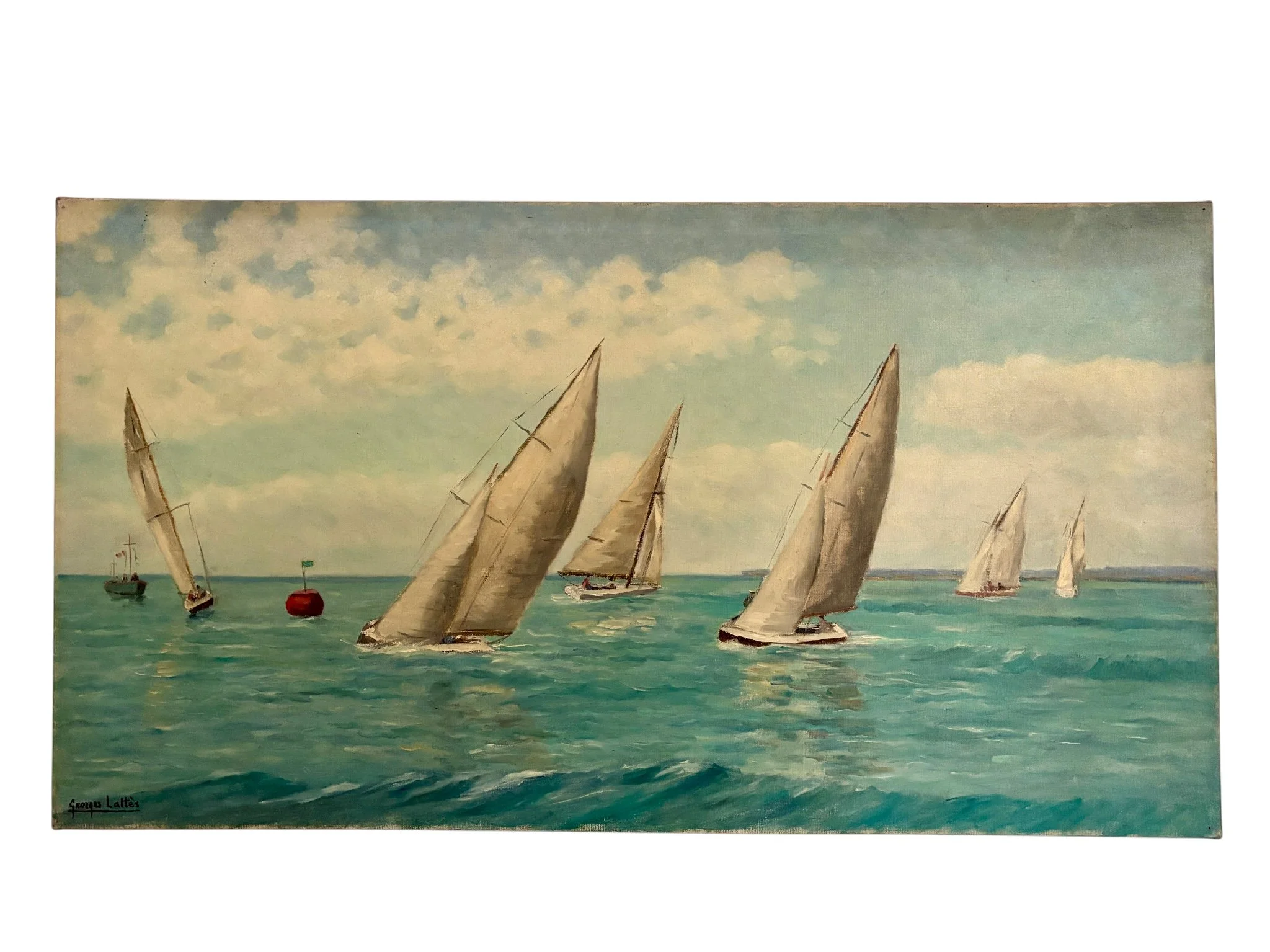 Peinture à l’huile sur toile Georges Lattès n°97 ☐ 60 x 110 cm - Milieu XXème s.