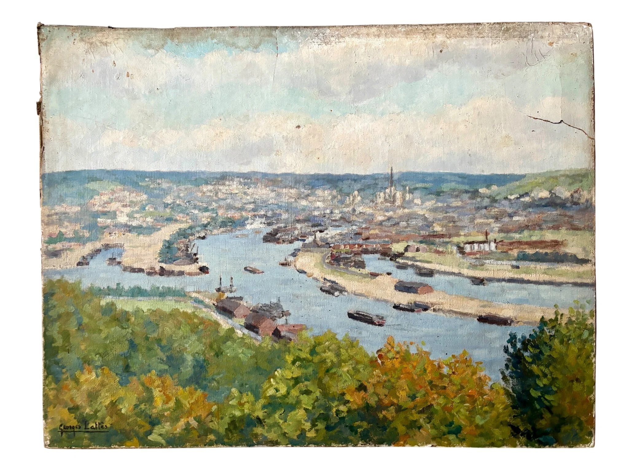 Peinture à l’huile sur papier contre-collé sur isorel Georges Lattès n°120 ☐ 50 x 64,5 cm - Milieu XXème s.