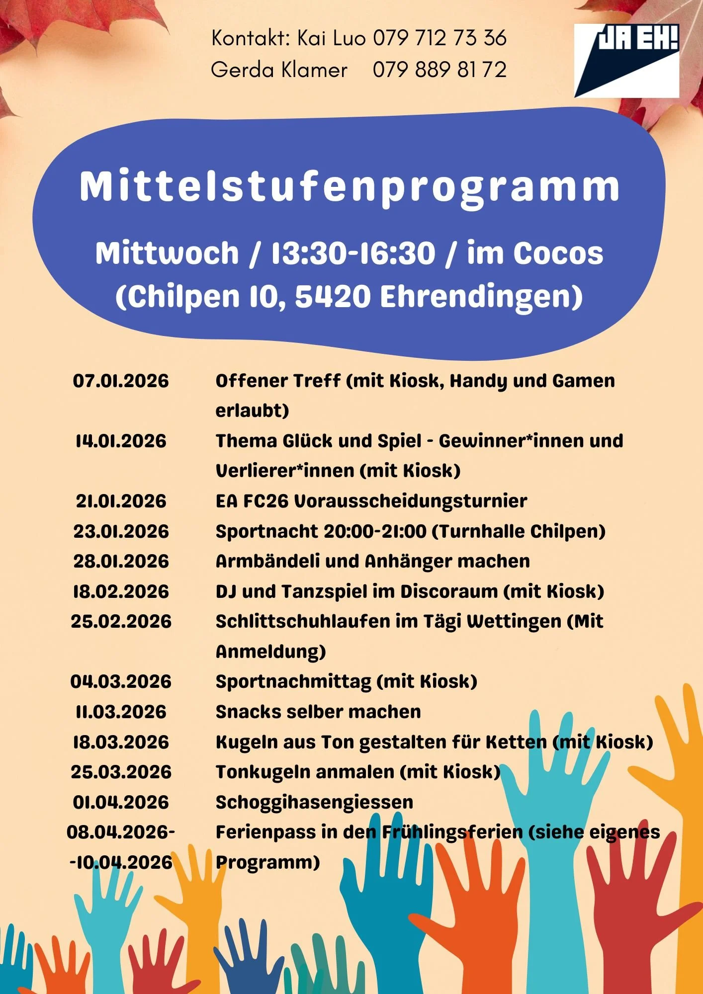 Mittelstufenprogramm Januar 2026 - April 2026
